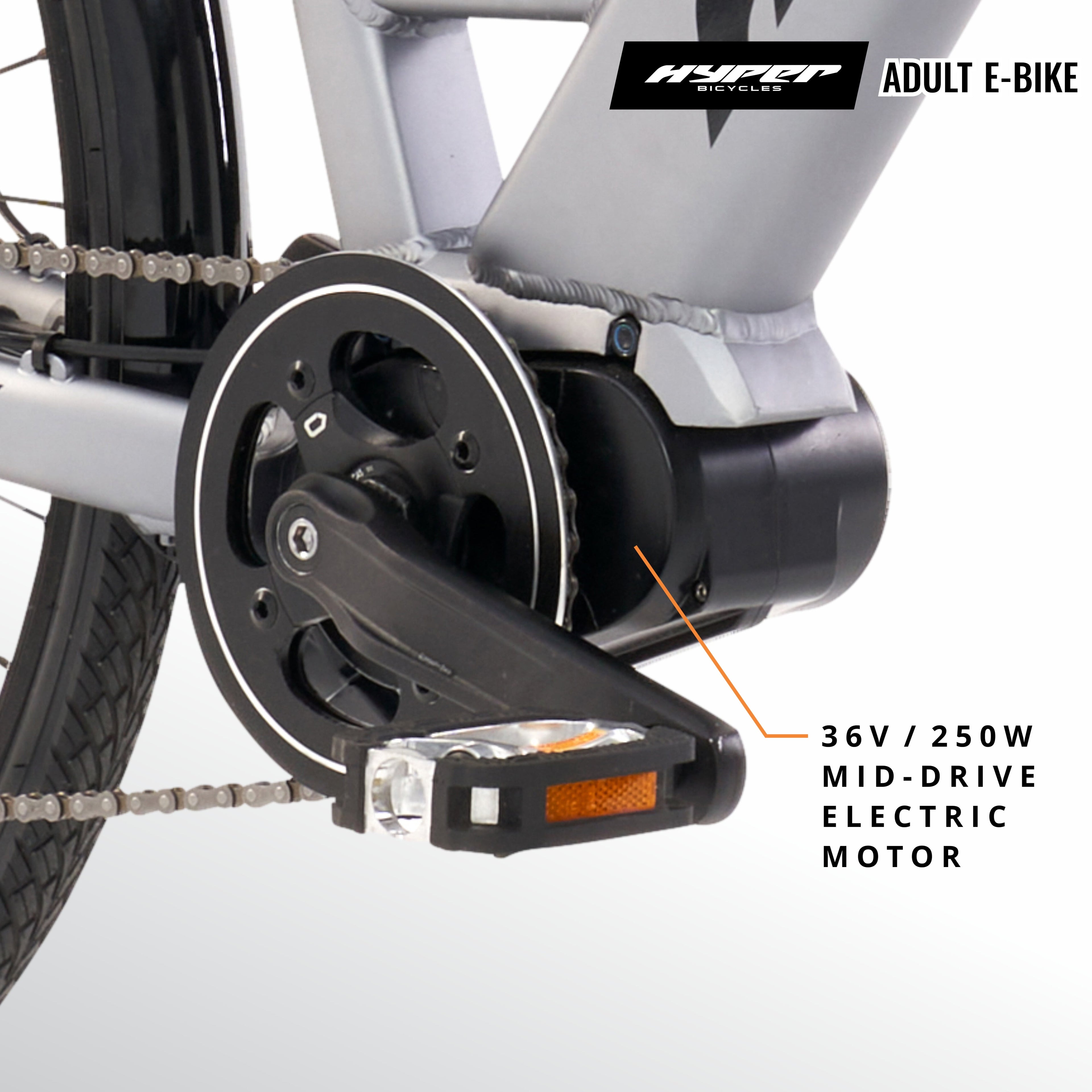 Hyper Bicycles 36V 700C Electric Commuter E-Bike, Adult Ages 13+, 250W Motor, Matte Gray Electric Bikes