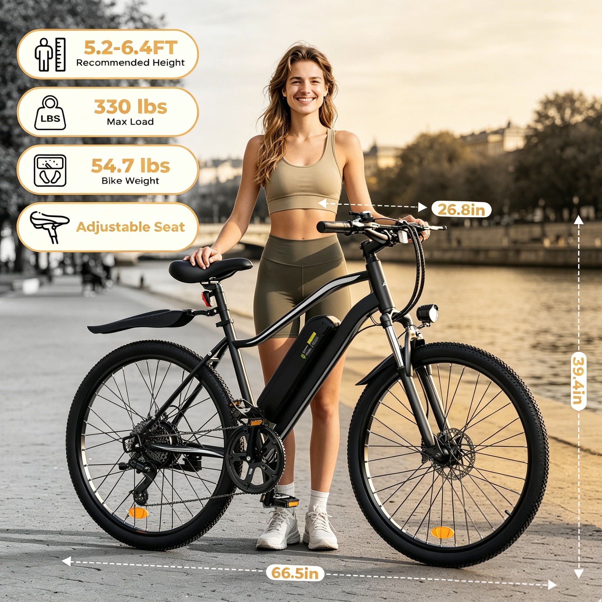 Adult Electric Bike 750W Peak Motor,20MPH E-Bike with 55 Miles+ Range,36V 15Ah Battery,Mountain Electric Bicycle for All-Day Trail Riding,Black Electric Bikes