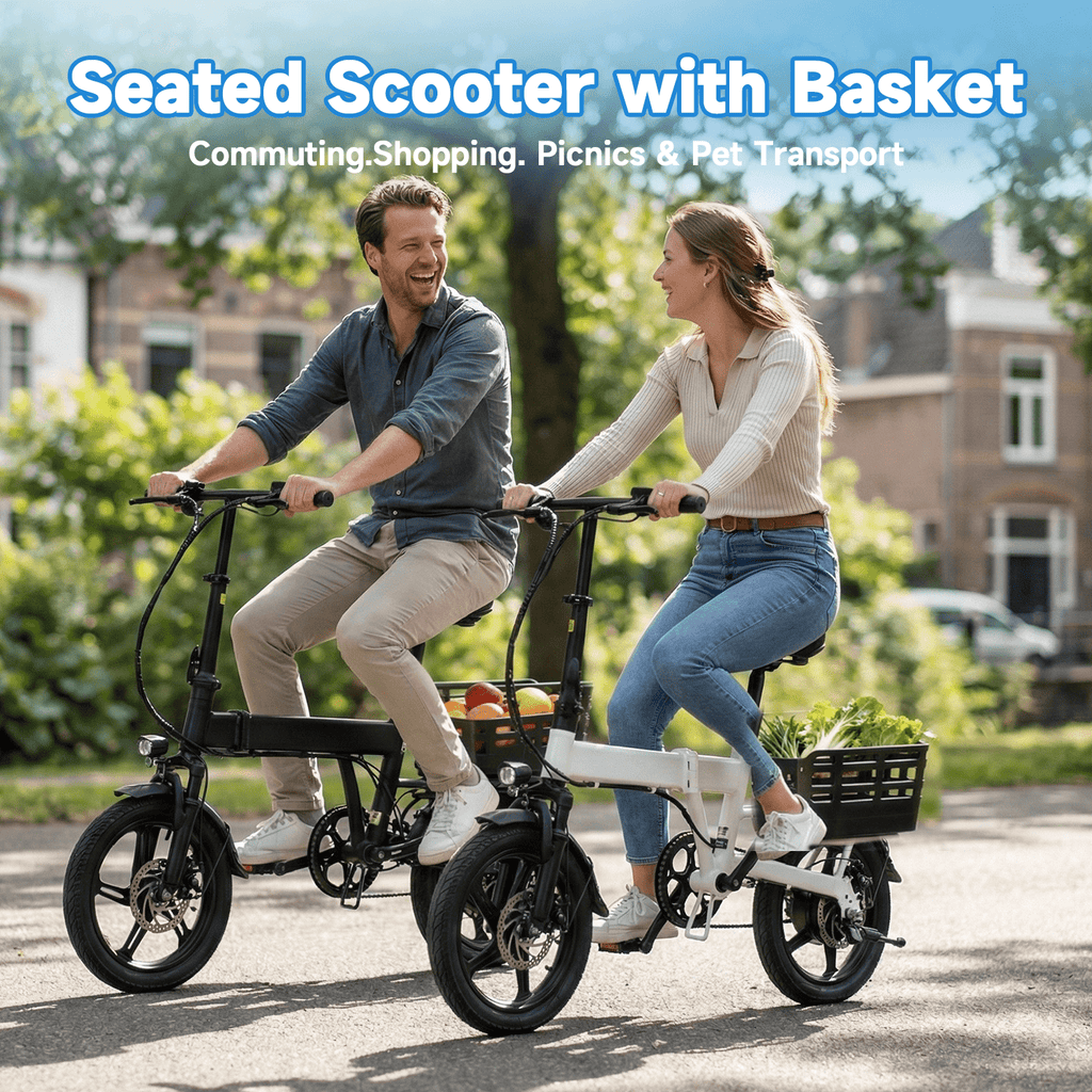 XKJ Electric Bike for Adults, Ebike, Electric Bicycle with 48V 12AH Removable Battery,14 Folding Ebike, 20MPH,20+ Miles(MAX),500W High Motor,Multi-Shock Absorption,Commuting Mini E Bikes,UL2849 Electric Bikes