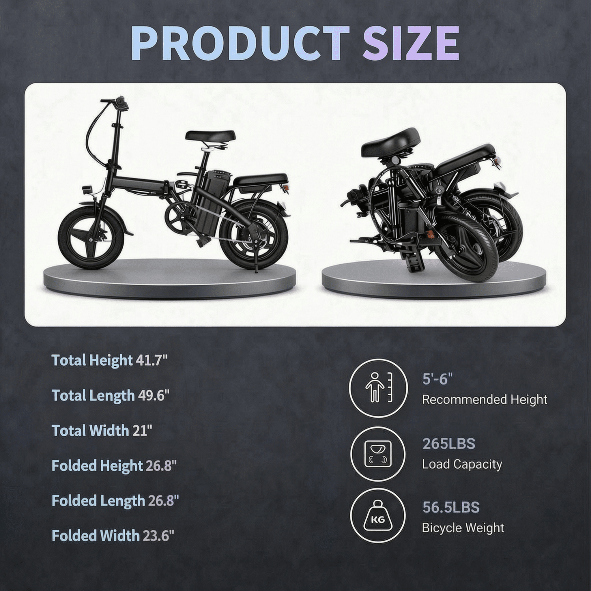 14 Electric Bike for Adults & Teens 14+,500W Motor Folding Ebike, 20MPH & 18-32 Miles Range,Removable 36V12Ah Battery,Rear Disc Brake&Rear Seat,Commuting/City E-Bike.UL2849 Electric Bikes