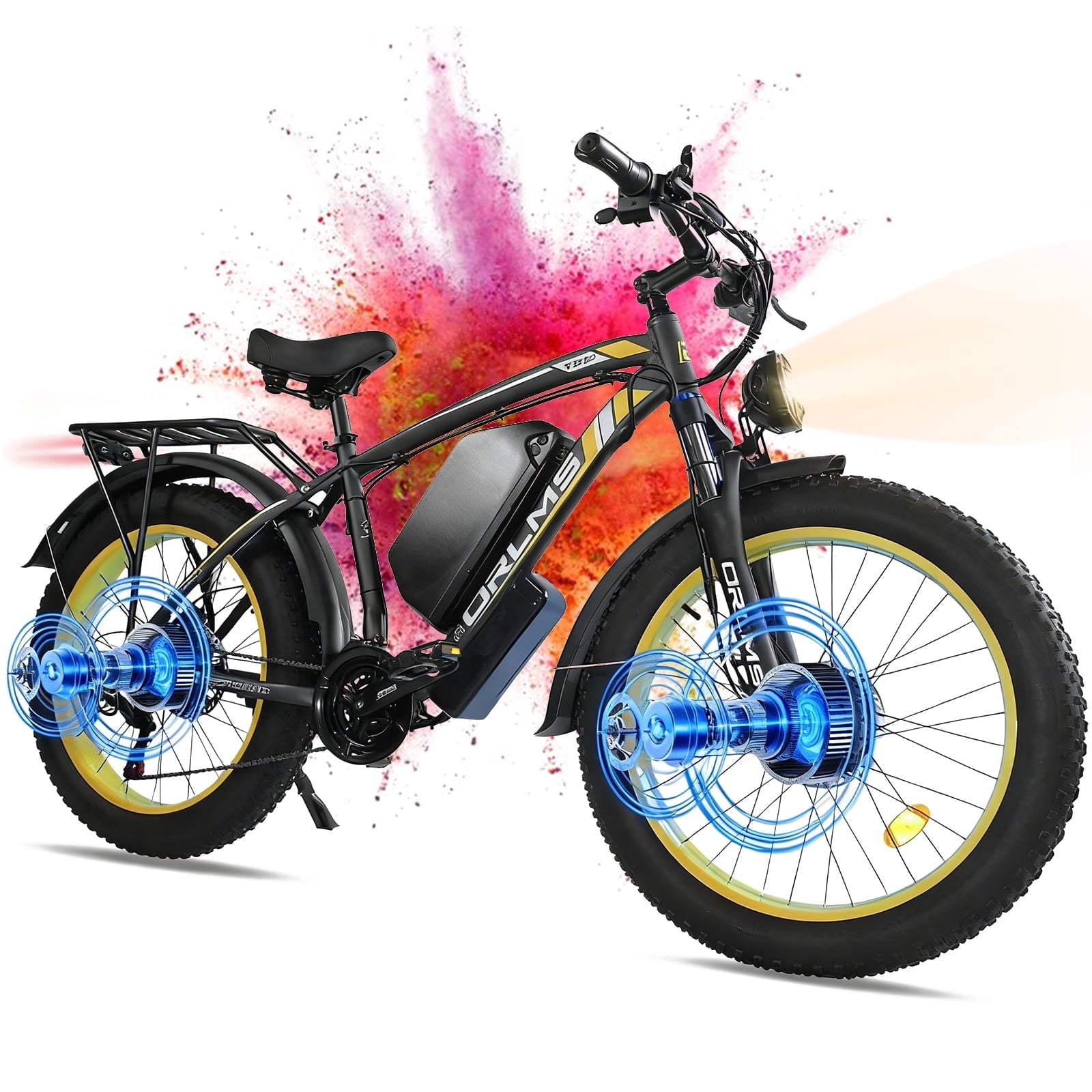 5000W Peak Dual Motor E-Bike, 60V 25Ah Battery Electric Bike, 50MPH High Speed E-Bike with 26 x 4.0 Fat Tire, Hydraulic Disc Brakes All Terrain Mountain/Commuter E-Bicycle Electric Bikes