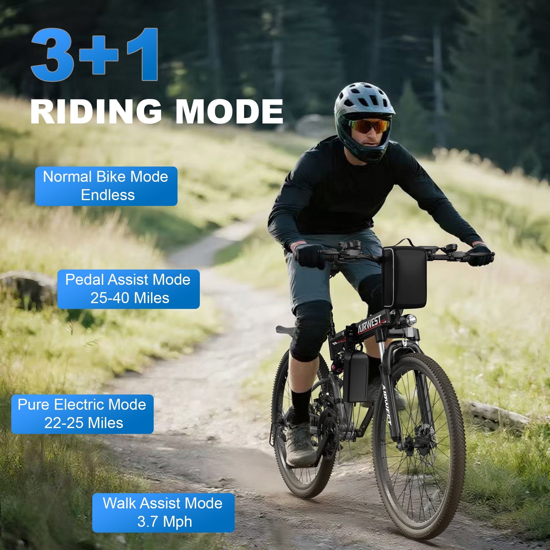 AIRWEST E-bicycle for Adults, Peak 750W Motor Electric Bicycle, 48V 7.8Ah Lithium Battery, 26'' Commuter Women E bike, 7-Speed City Cruiser Bicycle, 40 Miles Range (UL2849) Electric Bikes