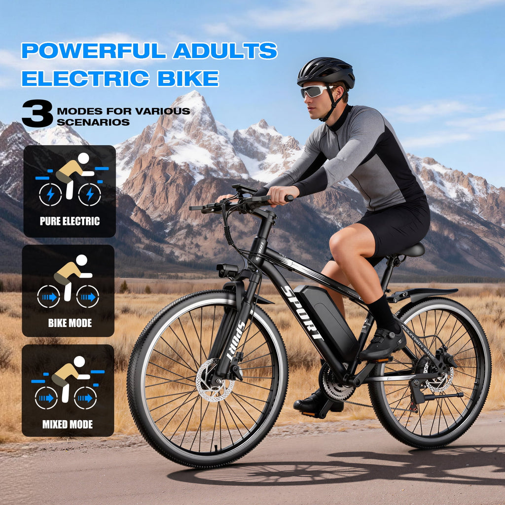 1200W Adult Electric Mountain Bike, 48V 10A Removable Battery-65 Miles, 26 Professional Shock Absorbing Tires,30MPH Off-Road Motorcycle,7 Speed Ebike,UL2849 Electric Bikes
