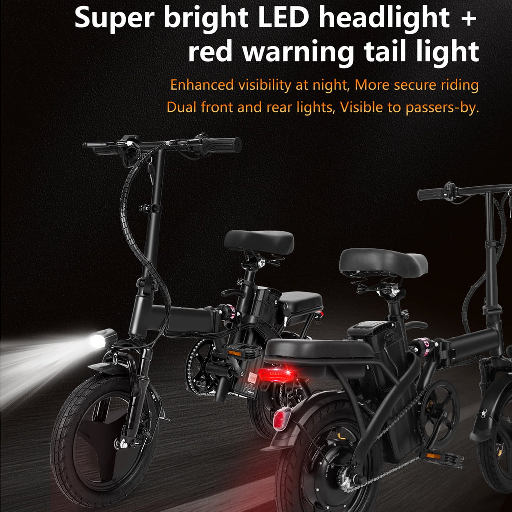 Electric Bike, 18 Mph Electric Bicycles, 350W Peak 500W Motor Foldable Ebike, 14 Tire E-bike for Adults, 48V 8Ah Battery, 15° Uphill, UL2849 Certified, 25 Miles PAS Range Electric Bikes