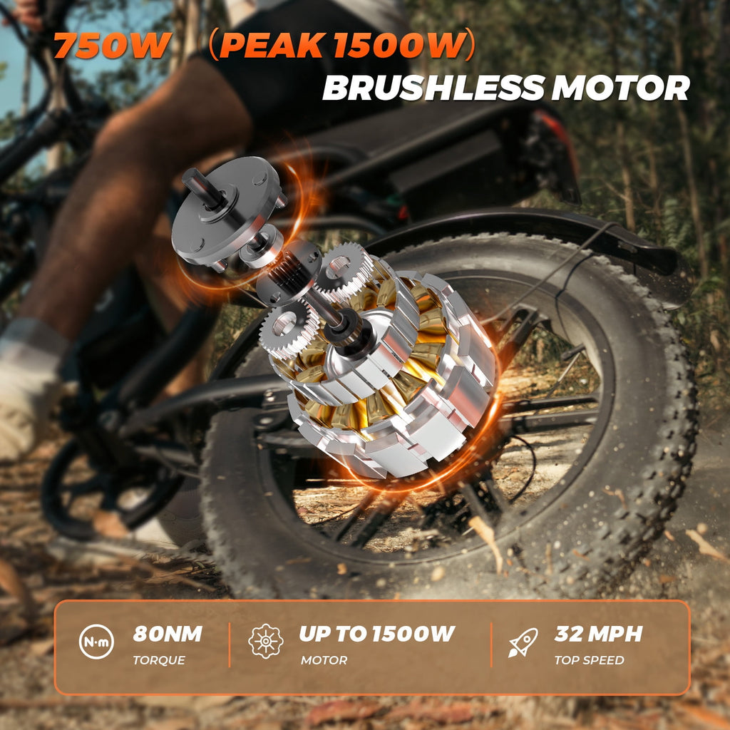 20x4.0 Fat Tire Adult Off-Road Mountain E-Bike, 1500W Peak Motor, Full Suspension, UL2849 Certified, 48V 15Ah Removable Battery Electric Bikes
