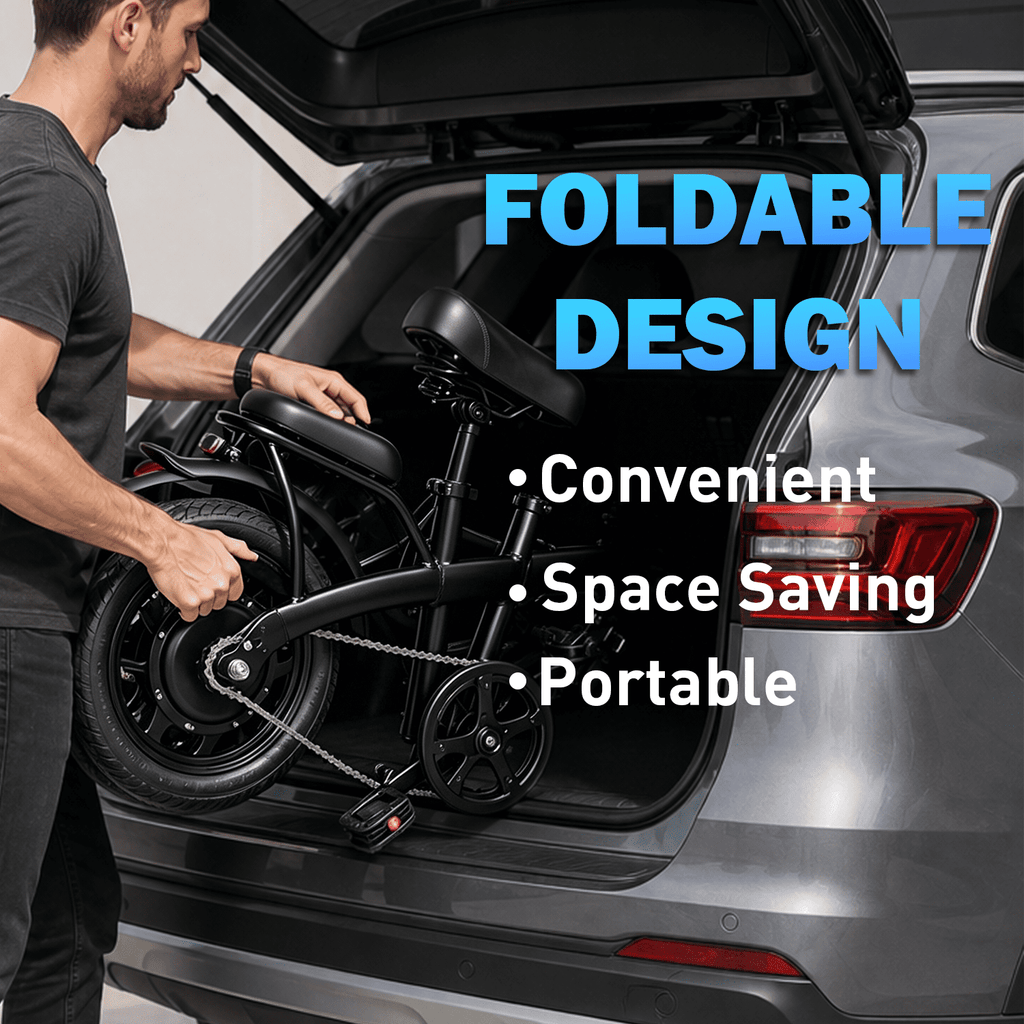 OwnGold Electric Bicycles for Adults,500W Peak Motor 30 Miles 20MPH,14Foldable Commuting Ebike with 432WH Removable Battery,UL2849 Electric Bikes