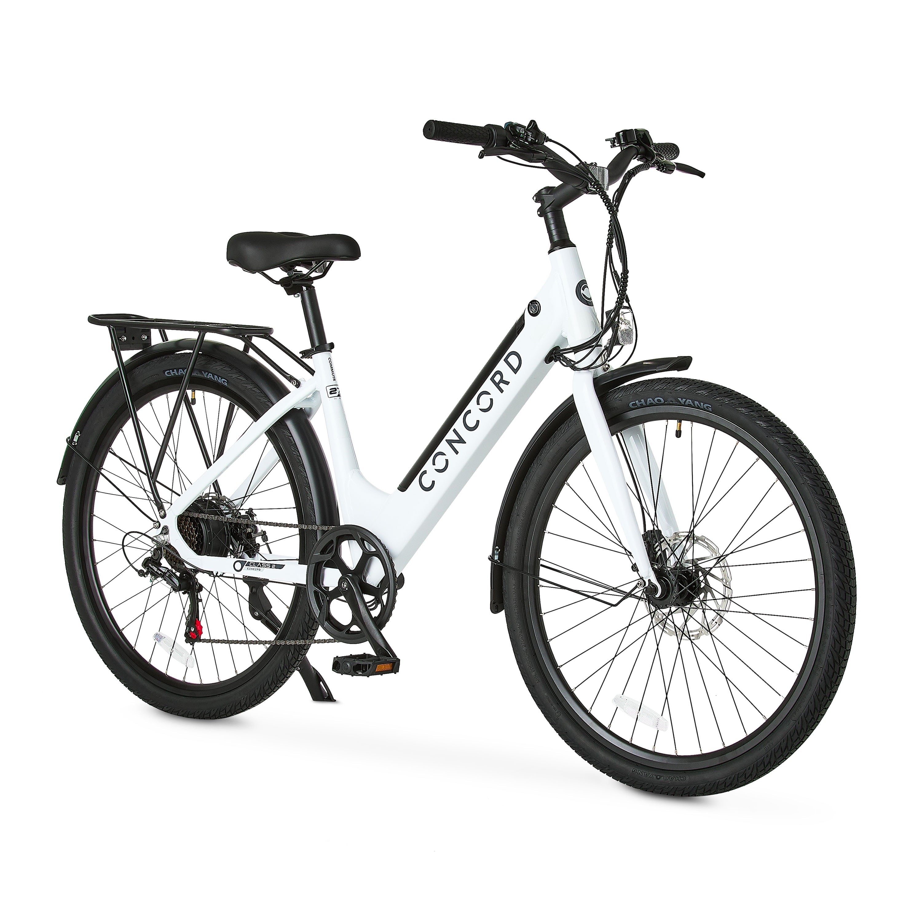 Concord 27.5 Step-Thru Electric Bike, 36V, Class 2, Aluminum, 49 Pounds, White, Unisex, Fits Riders 5'1 - 6'1 Electric Bikes