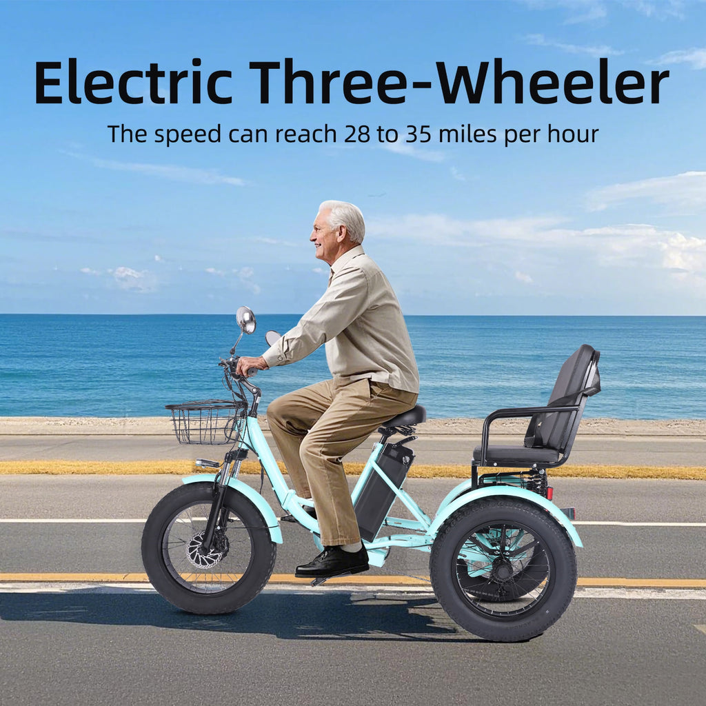 Vicamy Adult Electric Tricycle, 20x4 Fat Snow Tire 500W Hub Motor E Trike, 48V 20AH Removable Battery, 20 mph Max Speed, 360 lbs Capacity, LCD& LED Headlight Electric Bikes