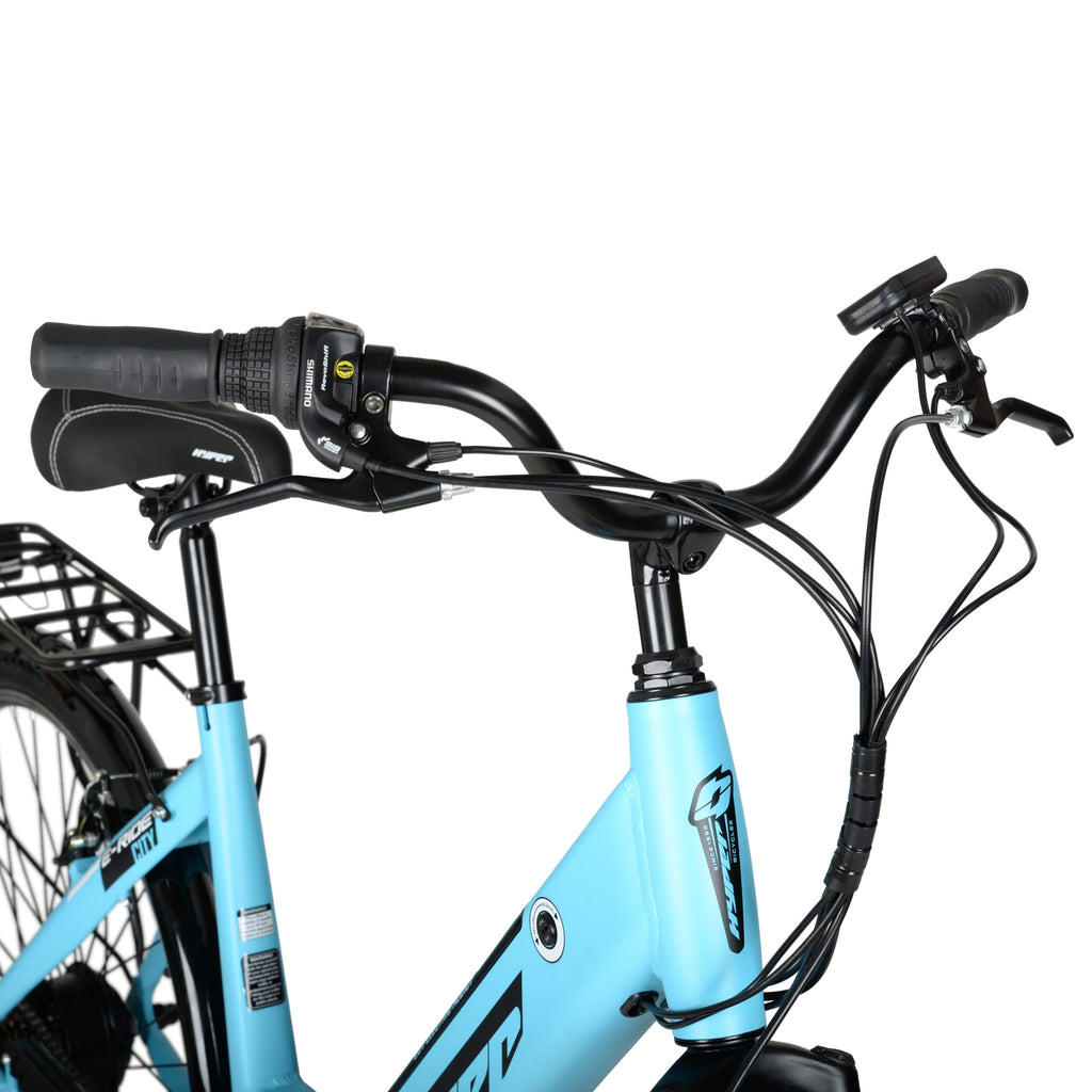 Hyper Bicycles E-Ride 700C 36V Electric Commuter E-Bike for Adults, Pedal-Assist, 250W Motor, Blue Electric Bikes