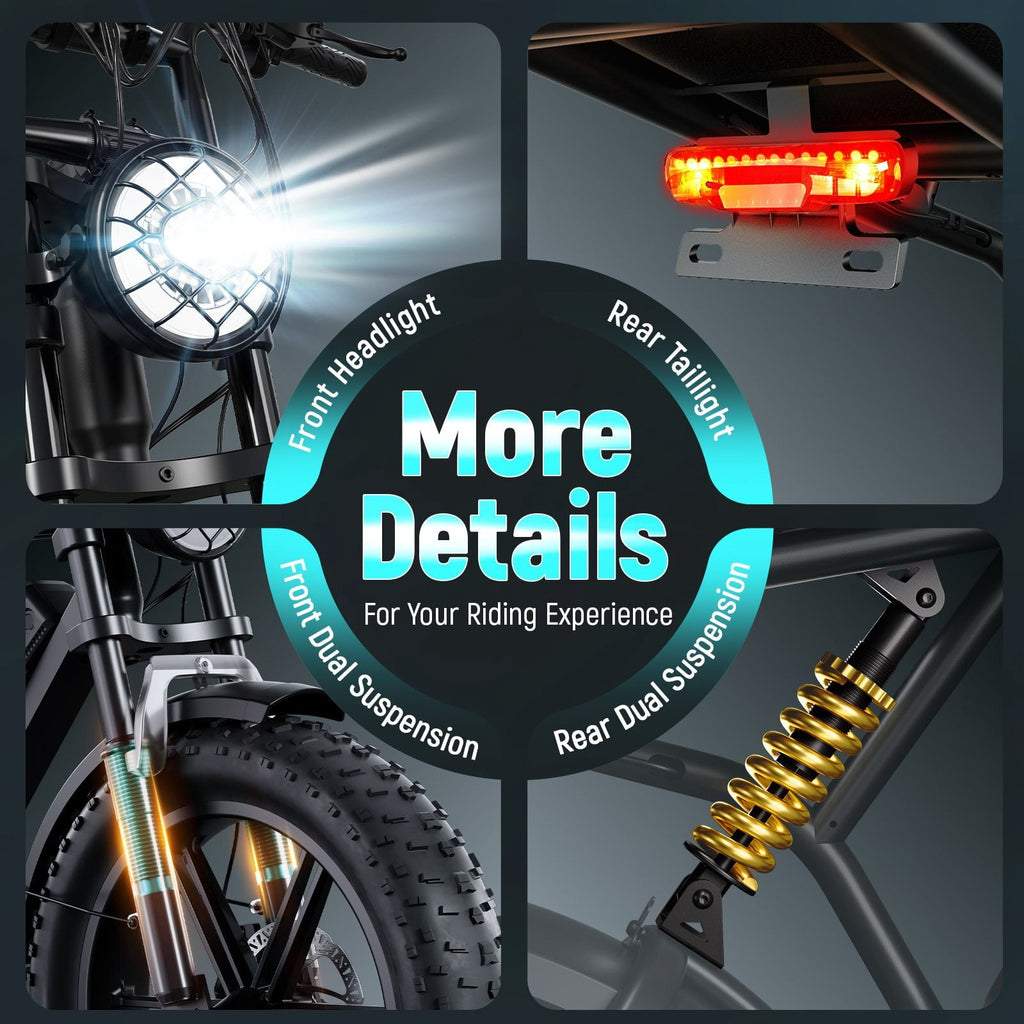 TST Electric Bike for Adults, 750W Motor, 20x4 Fat Tire, 20Mph Speed EBike, Full Suspension E Mountain Bike, 48V/15AH, UL2849 Electric Bikes