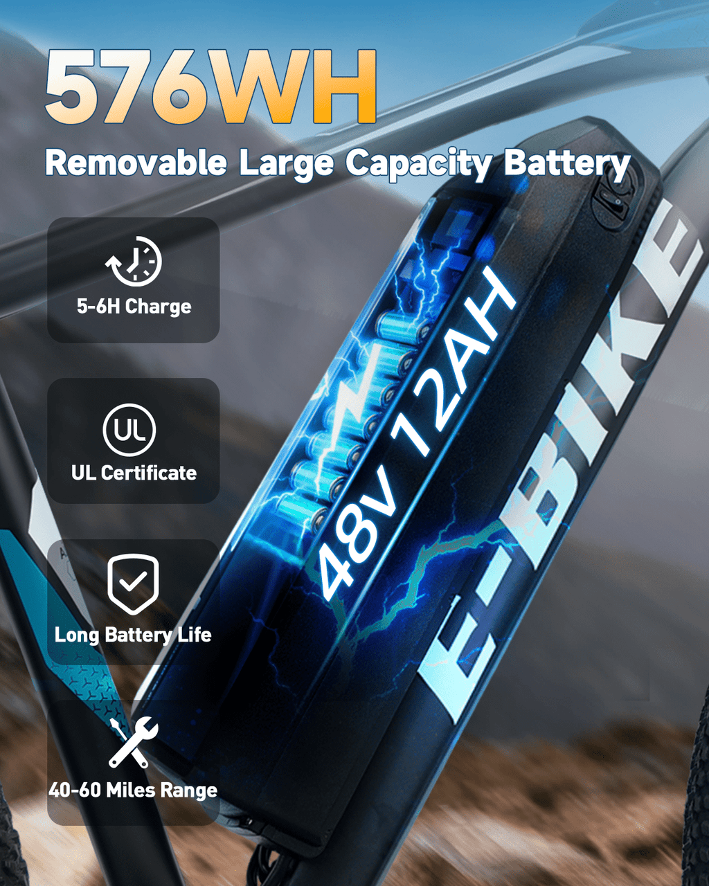 BroPath Electric Bike for Adults, Ebike, Electric Bicycle with 576WH Removable Battery,26 Folding Ebike, 25MPH,40+ Miles(MAX),800W High Motor,Multi-Shock Absorption,Commuting E Bikes,UL2849 Electric Bikes