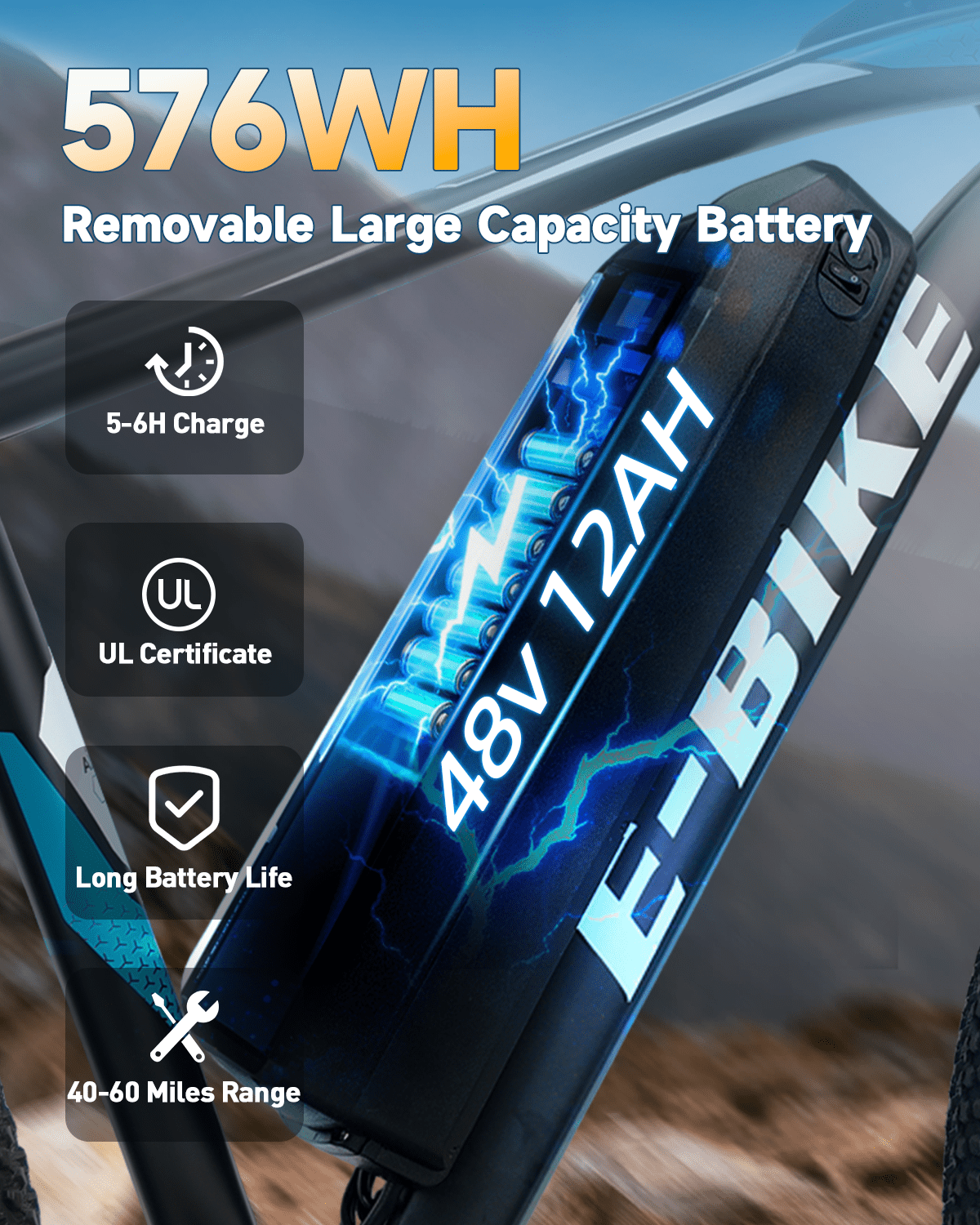 BroPath Electric Bike for Adults, Ebike, Electric Bicycle with 576WH Removable Battery,26 Folding Ebike, 25MPH,40+ Miles(MAX),800W High Motor,Multi-Shock Absorption,Commuting E Bikes,UL2849 Electric Bikes