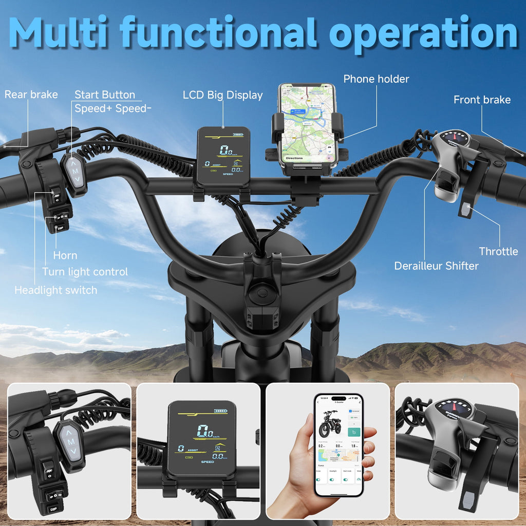 AOVOPRO AP20 Electric Bike for Adults 20 X 4.0 Fat Tire, 750W Off-Road E Bike, E-Mountain Bike 48V 18AH UL2849 Electric Bikes