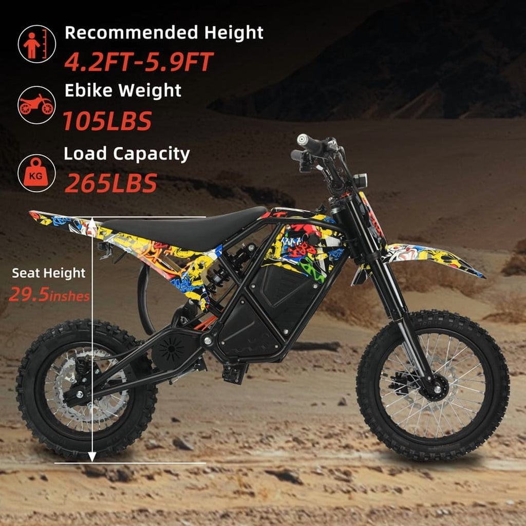 3000W(Peak) Off-Road E Mountain Bike for Teens & Adults– 37MPH, 48V 23AH Battery, 14/12 all terrain Fat Tires, Hydraulic Brakes UL2849 Electric Bikes