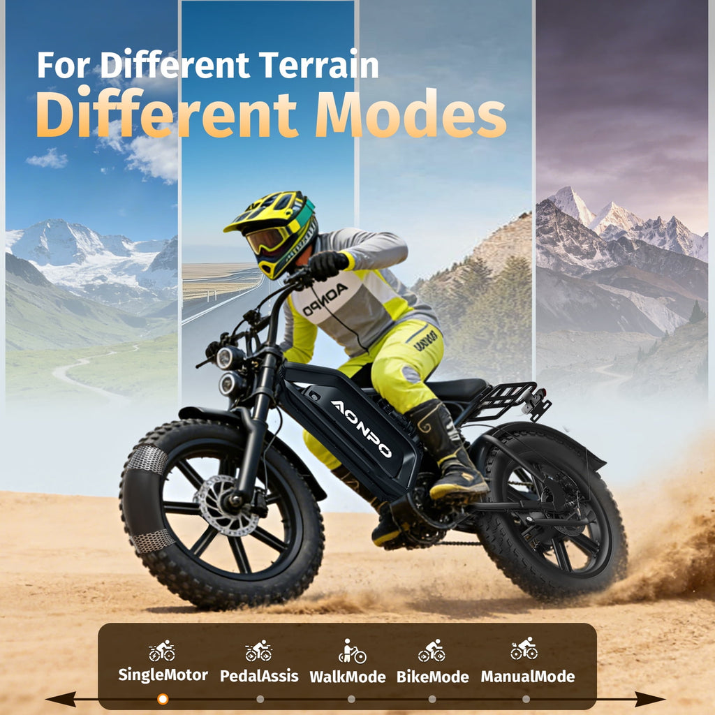 JVV P20 20 Fat Tire Electric Mountain Bike, 750W Motor, 52V 20Ah Battery, 28MPH, 45-Mile Range, Shimano 7-Speed, Front/Rear Suspension Electric Bikes