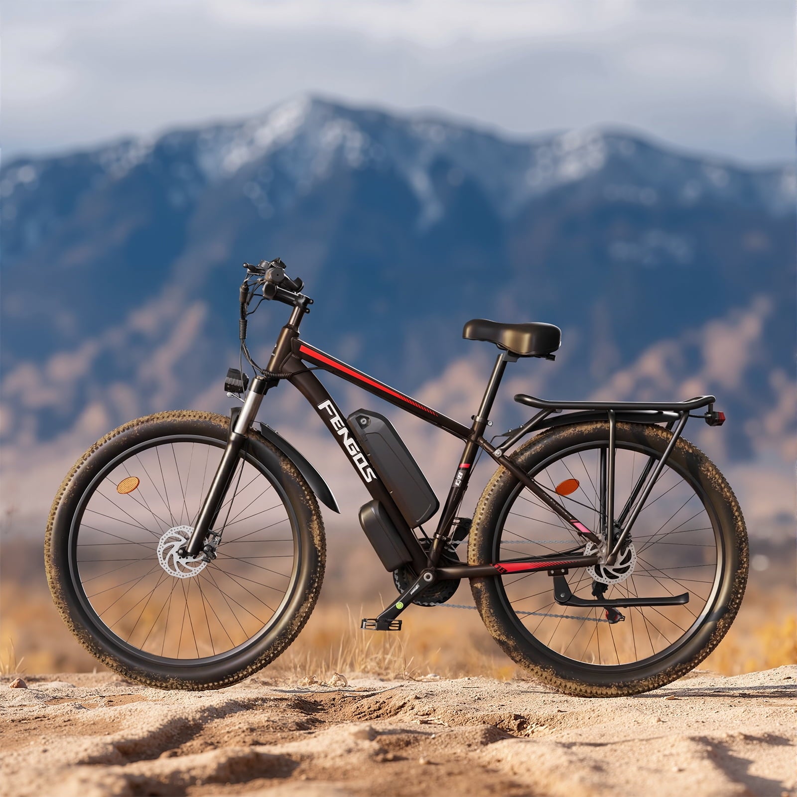 FENGQS Q8 Electric Bike for Adults, Peak 2000W Motor 48V 17.5Ah, 21-Speed Ebike, 80 Mile 35MPH Electric Mountain Bike, Front Suspension, (Red)UL 2849 Electric Bikes