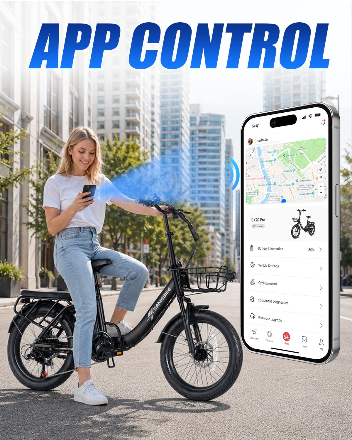 SAMEBIKE Electric Bike for Adults 20x3.0 Fat Tire Folding Ebike 1200W Motor 48V 13Ah Removable Battery 7 Speed Suspension Fork Up to 28 mph Up to 55 miles Range Electric Bikes