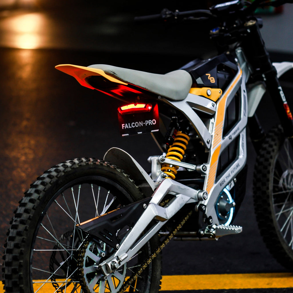 79BIKE Falcon Pro 5000W Electric Dirt Bike for Adults, Off-Road Ebike for Adults with 72V 35AH Battery & All-Terrain 19 Tire 56MPH Silver Yellow Electric Bikes
