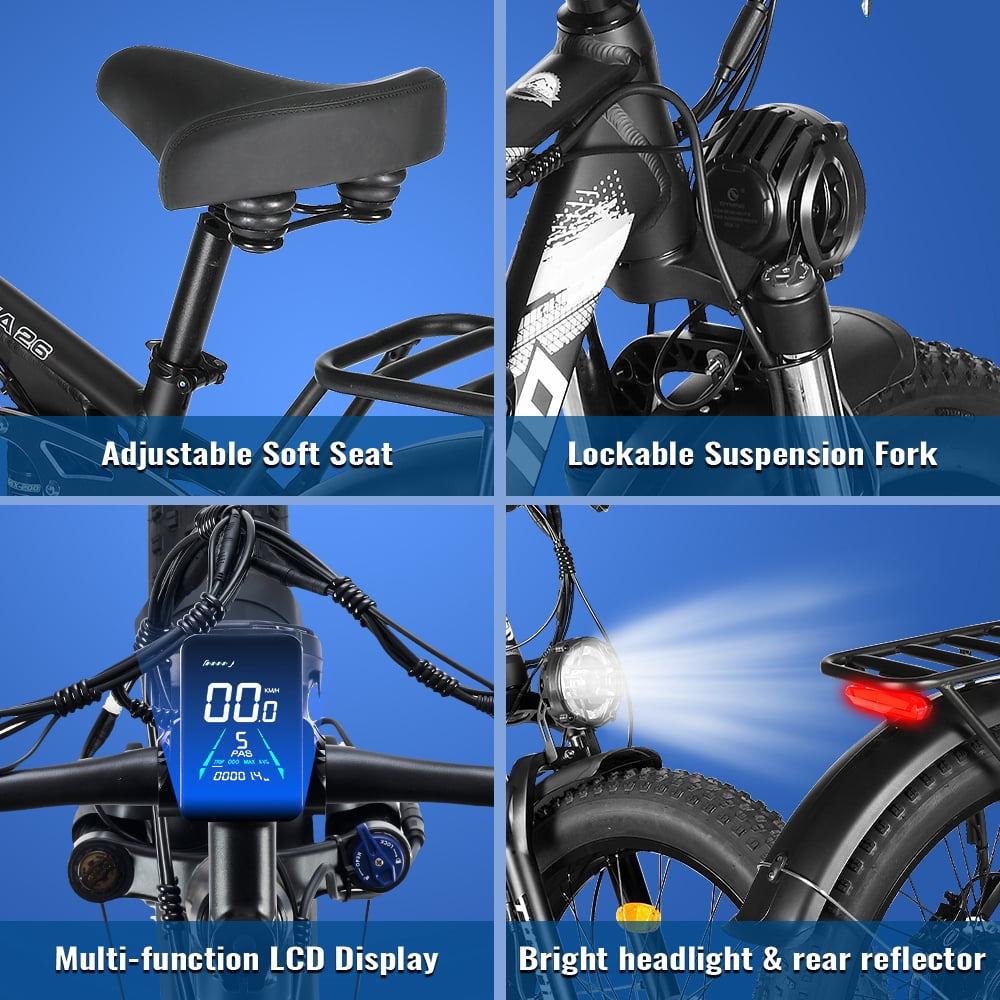 TUTTIO Adria26 5000W Electric Mountain Bike for Adults, 26 Fat Tire E-Bike for Men, 7 Speed, Max 46Mph Electric Bikes