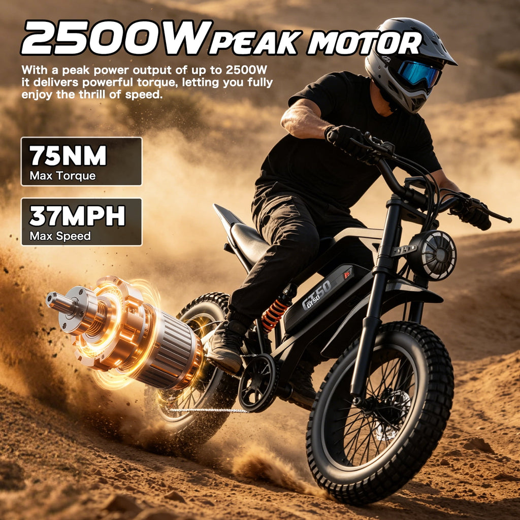 GWEIT Electric Bike for Adults, 2500W Peak Electric Mountain Bike, 20 Fat Tire Electric Bicycles, 48V 25Ah Battery, 35MPH Top Speed with Dual Suspension E Bikes, UL 2849Certified Electric Bikes