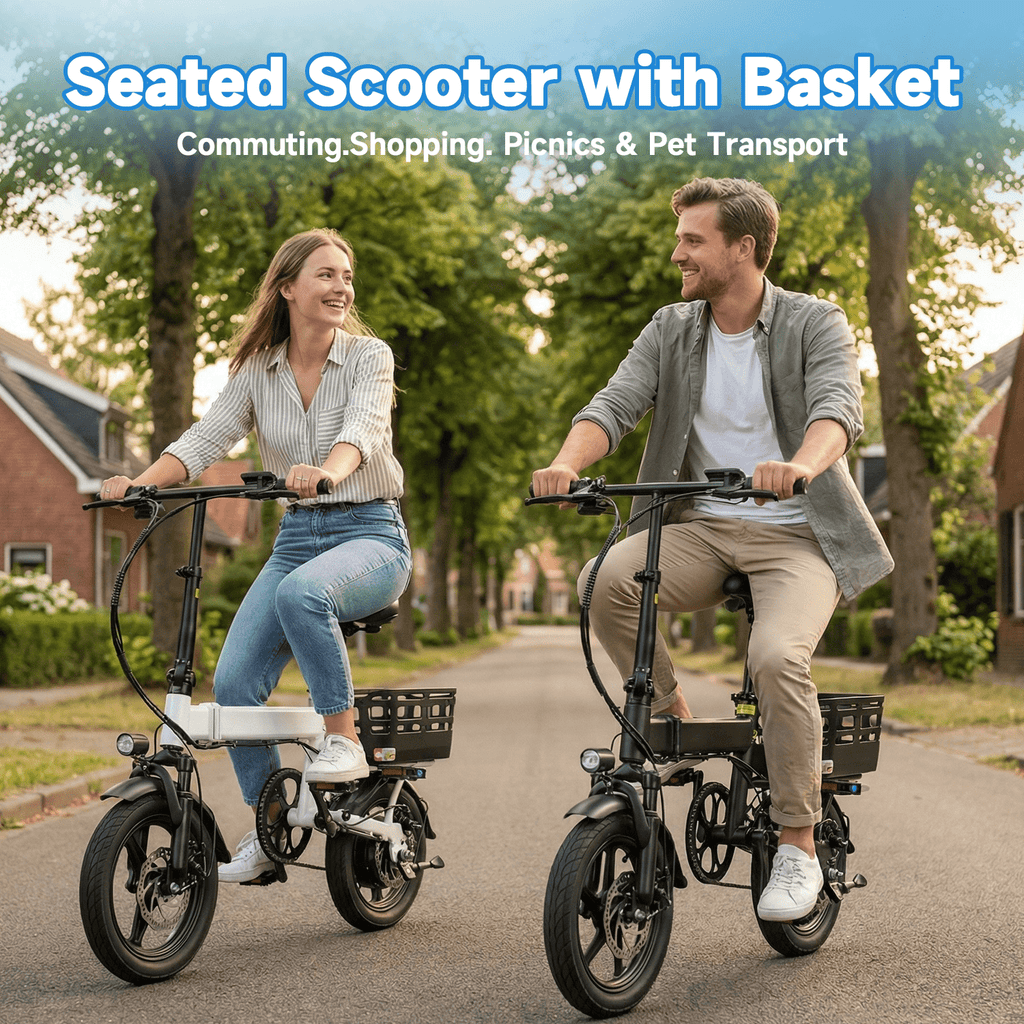 BroPath Electric Bike for Adults,Ebike,14 Folding Electric Bike,500W Motor, 20 MPH, Commuter City E-Bike,576Wh Battery,Electric Bicycle with Baskets,20+ Miles,3 Mode,Mini E Bikes for Teens,UL2849 Electric Bikes