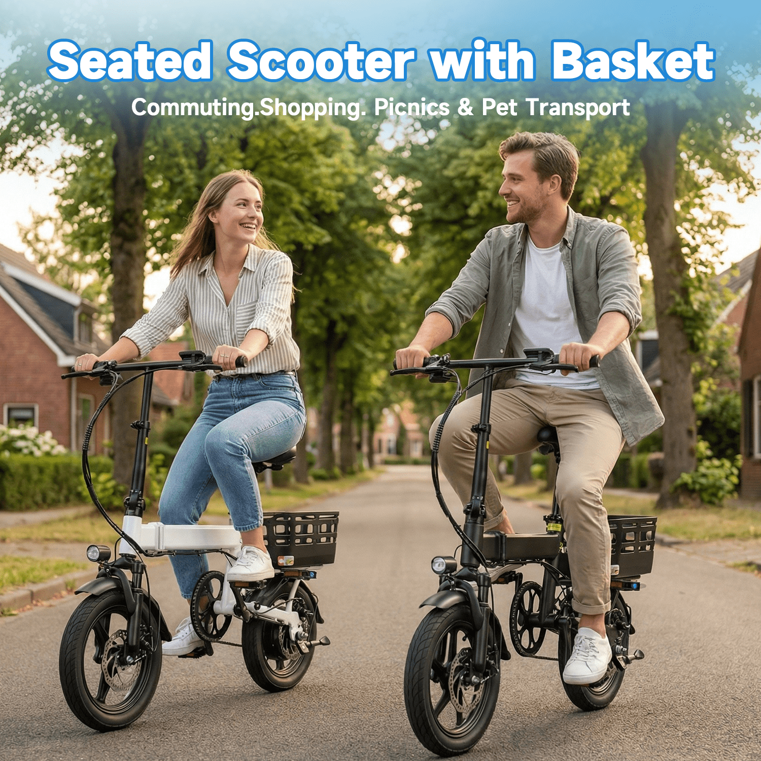 BroPath Electric Bike for Adults,Ebike,14 Folding Electric Bike,500W Motor, 20 MPH, Commuter City E-Bike,576Wh Battery,Electric Bicycle with Baskets,20+ Miles,3 Mode,Mini E Bikes for Teens,UL2849 Electric Bikes