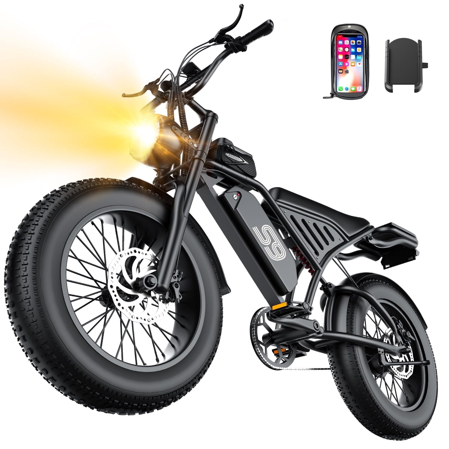 2200W Peak Electric Bike, 48V 20Ah &25MPH & 65Miles Range, 20''x4'' Fat Tire Mountain Ebike, Removable Battery, Rear Rack, Adult Electric Bicycle, UL2849 Electric Bikes