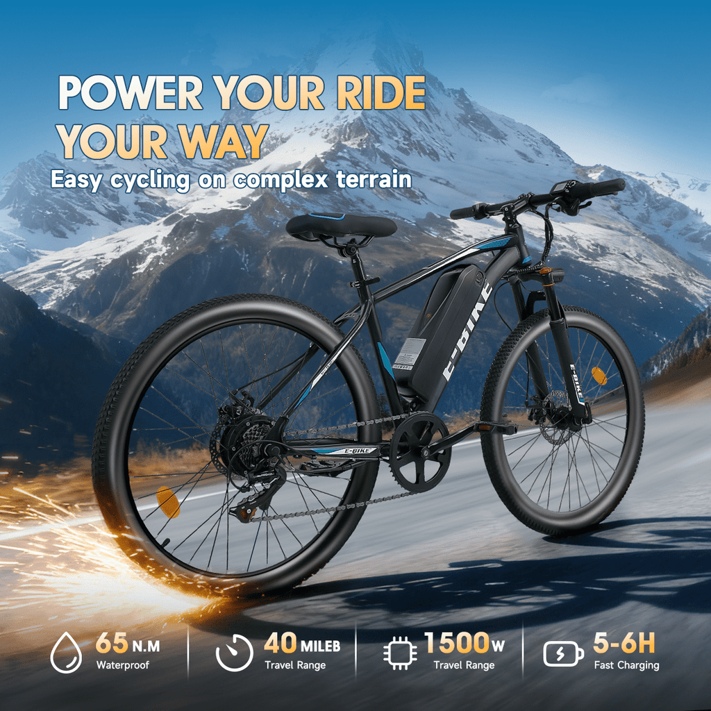 BroPath Electric Bike for Adults,26”Electric Mountain Bike 576Wh Internal Battery & LCD Display, with 7-Speed, 25MPH,Ebike,Full Suspension, 800W (Peak) Motor Commuter Electric Bicycle,UL2849 Electric Bikes