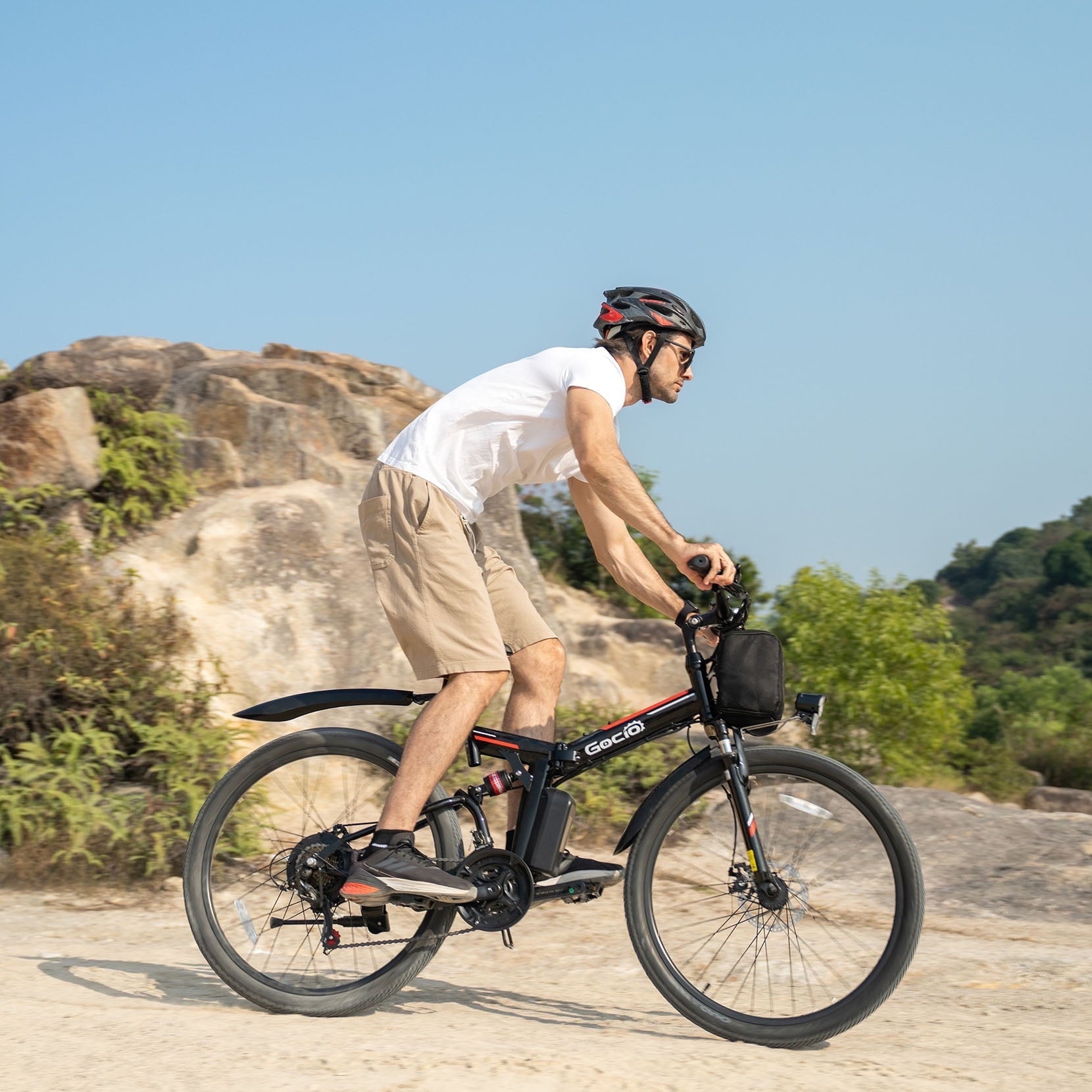 Gocio 26 Folding Electric Bike for Adults, 750W Peak Motor E-Mountain Bike, 19.8MPH, 48V 7.8AH Battery Ebike , 21-Speed Electric Bicycle, UL2849 Electric Bikes