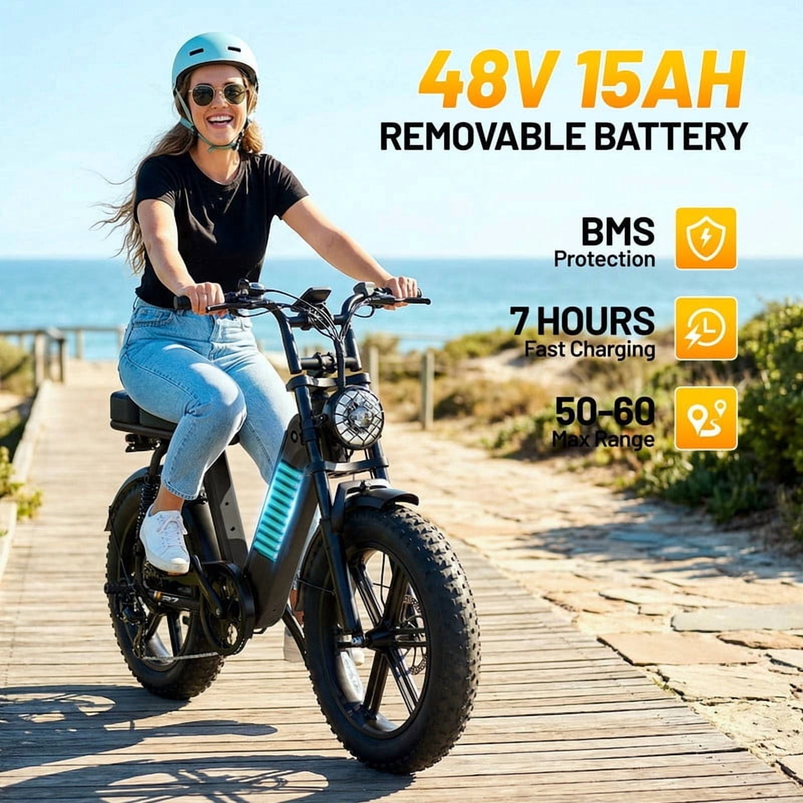 TST Electric Bike for Women, 750W Motor 48V15AH Battery, 20x4 Fat Tire, Hydraulic Disc Brakes, Full Suspension, UL2849 Electric Bikes