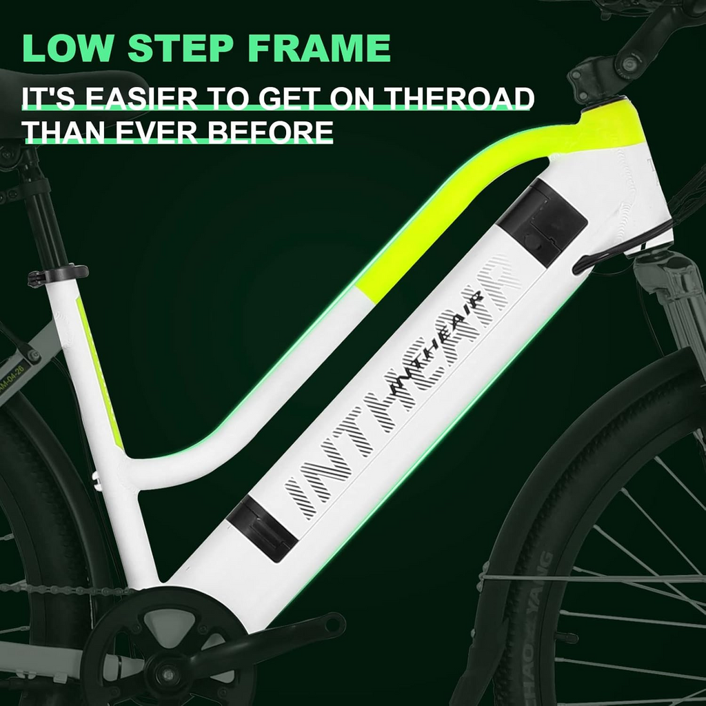 INTHEAIR Adult Electric Commuting Bicycles 500W Ebike, 26 E-bike, 36V 10Ah Removable Battery ELectric Bike for Adults UL2849，White Electric Bikes