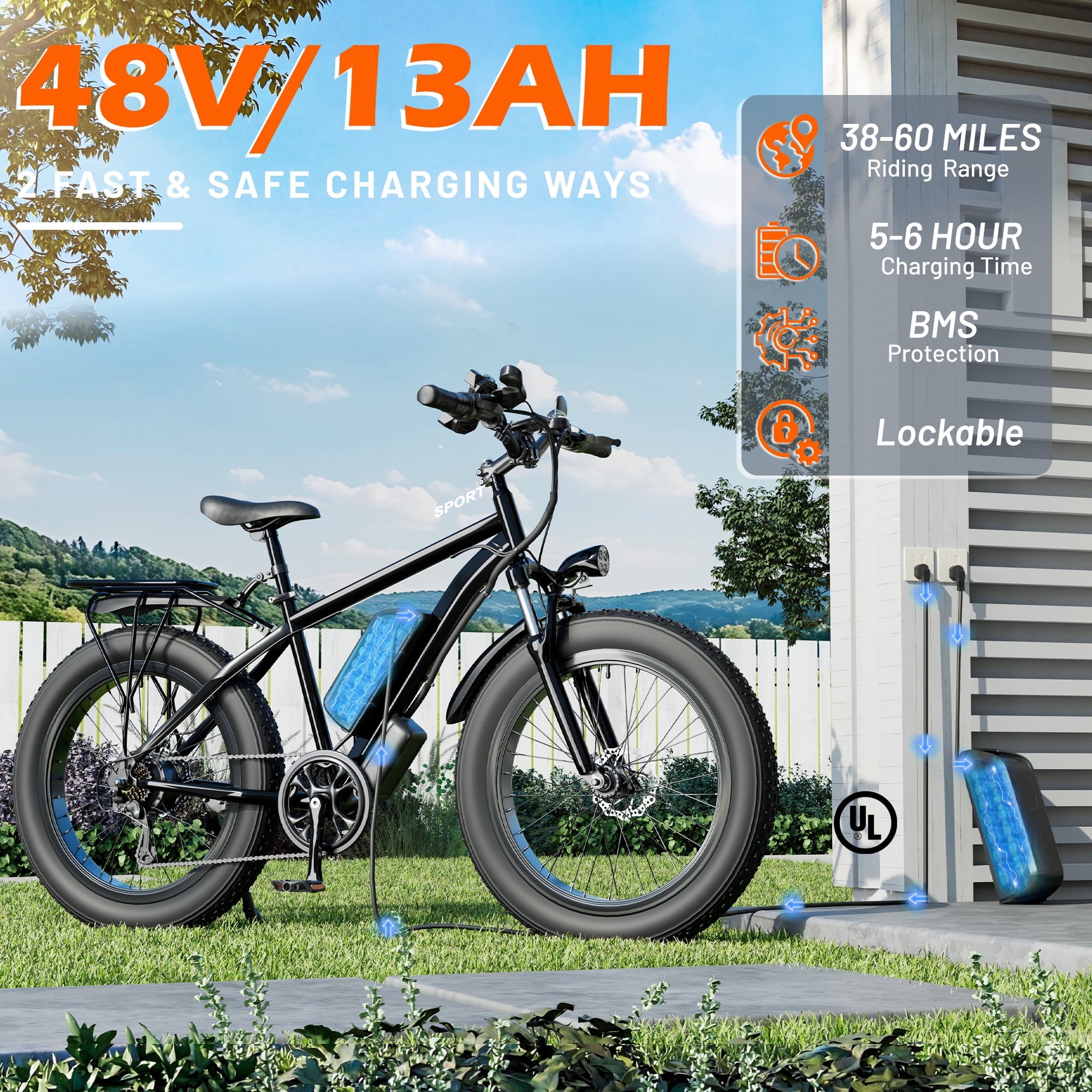 Electric Bike for Adults,1500/3000W Motor, 26 Fat Tire E-Bike with 48V 13AH/32AH Battery, 27/36 MPH Max 62-90 Miles Electric Motorcycle, 7-Speed Electric Mountain Bicycle Electric Bikes