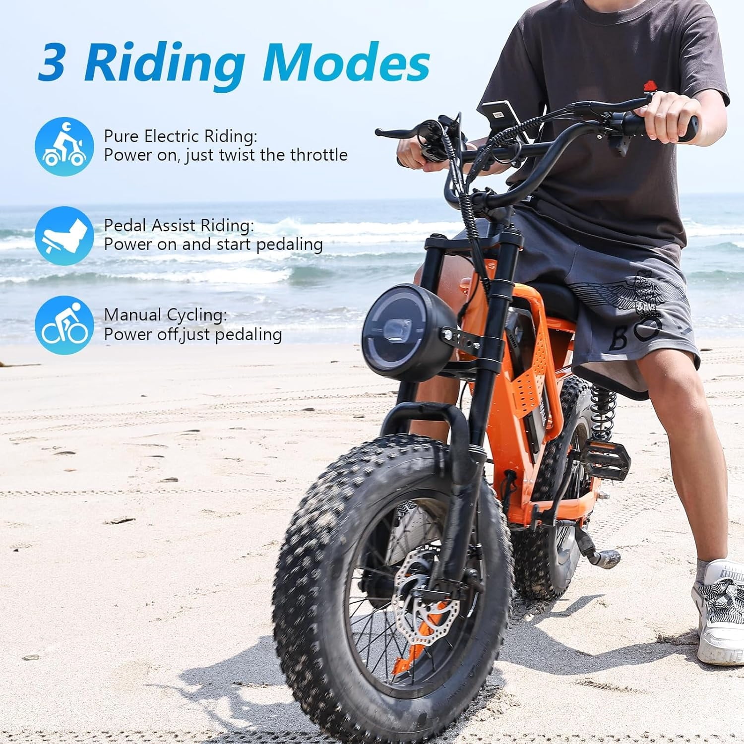 Eilleo Spacewalk M6 Electric Bike for Teens Adults, 16 Fat Tire Ebike with 1500W Peak Motor, 21.7 mph Max Speed, 48V 15Ah Removable Battery, 4X Suspension, UL2849 Electric Bikes