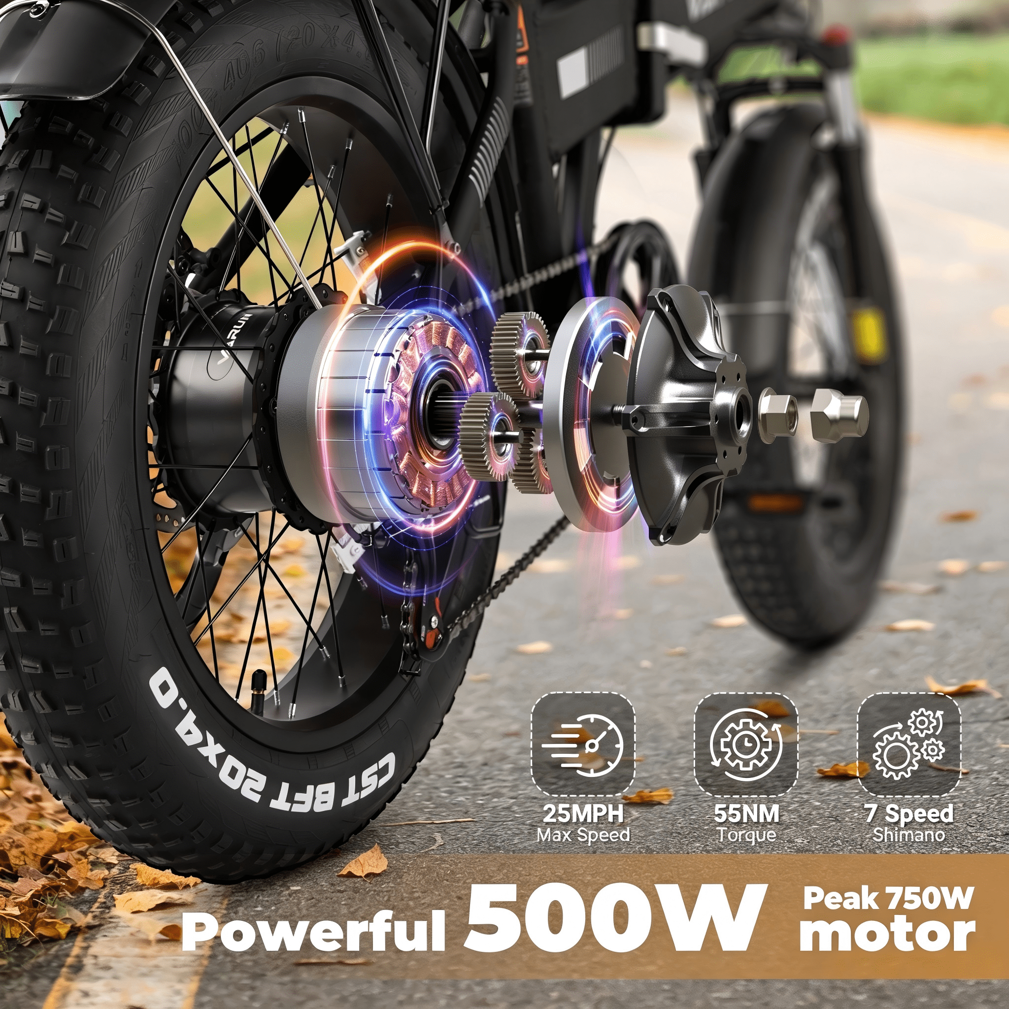 VARUN 20Folding Electric Bike for Adults,Ebike with 750W Peak Motor,48V 624Wh Removable Battery,25 mph,up to 62 miles Range,7-Speed Gears,LCD Display Electric Bikes