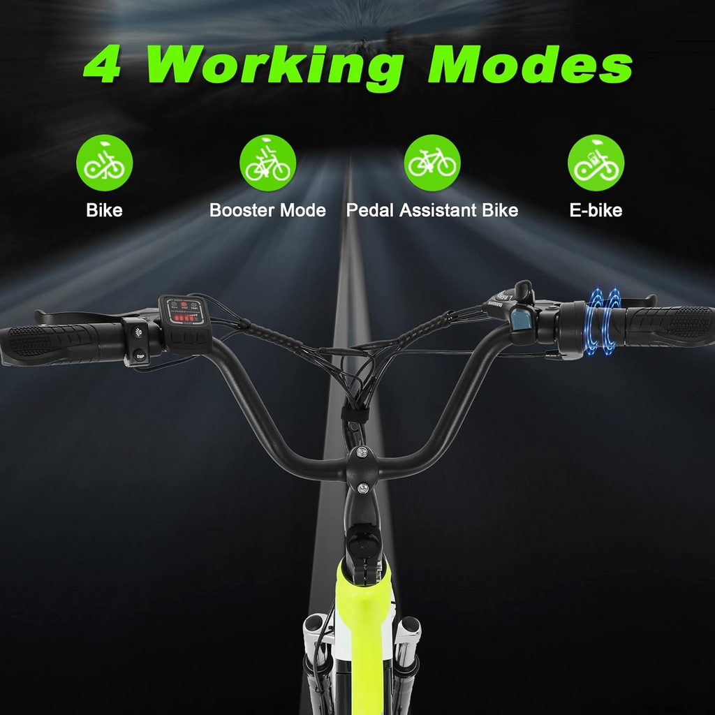 INTHEAIR Adult Electric Commuting Bicycles 500W Ebike, 26 E-bike, 36V 10Ah Removable Battery ELectric Bike for Adults UL2849，White Electric Bikes