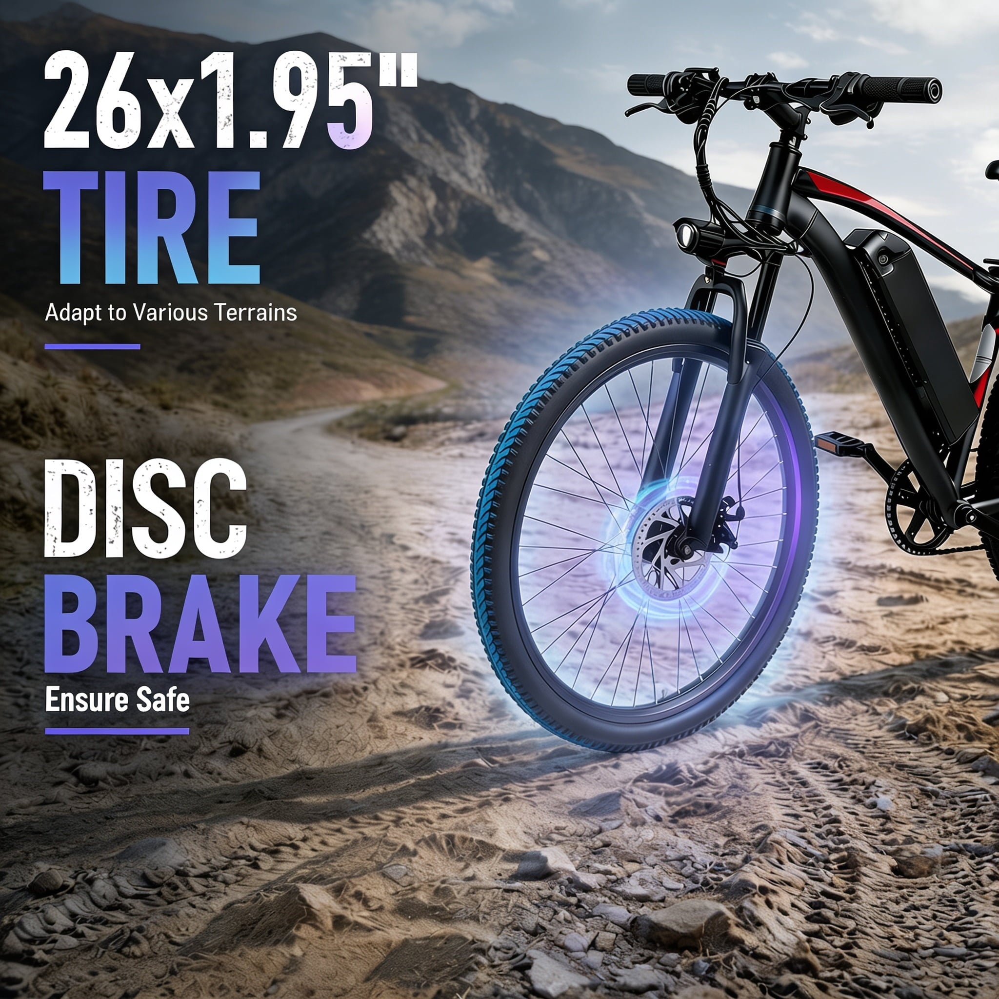 26 Electric Bike for Adults, 500W Peak Motor, 36V 12Ah Removable Waterproof Battery, 20 MPH, 30 Miles Range, 7-Speed Suitable for Mountain, Commuting, Shopping, or Trip, UL 2849 Electric Bikes