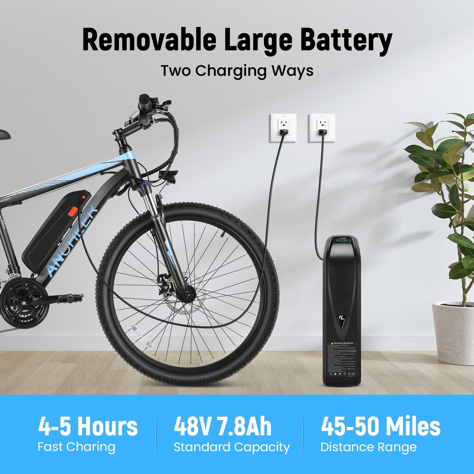 ANCHEER Electric Bike ,26 Electric Bike for Adults Electric Bicycles, 500W Electric Mountain Bike, 48V Commuter Ebike 48V Battery Ebike UL 2849, Lockable Suspension Fork, Shimano 21 Speed Electric Bikes