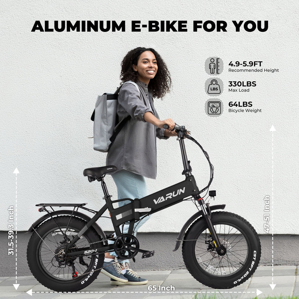VARUN 20Folding Electric Bike for Adults,Ebike with 750W Peak Motor,48V 624Wh Removable Battery,25 mph,up to 62 miles Range,7-Speed Gears,LCD Display Electric Bikes