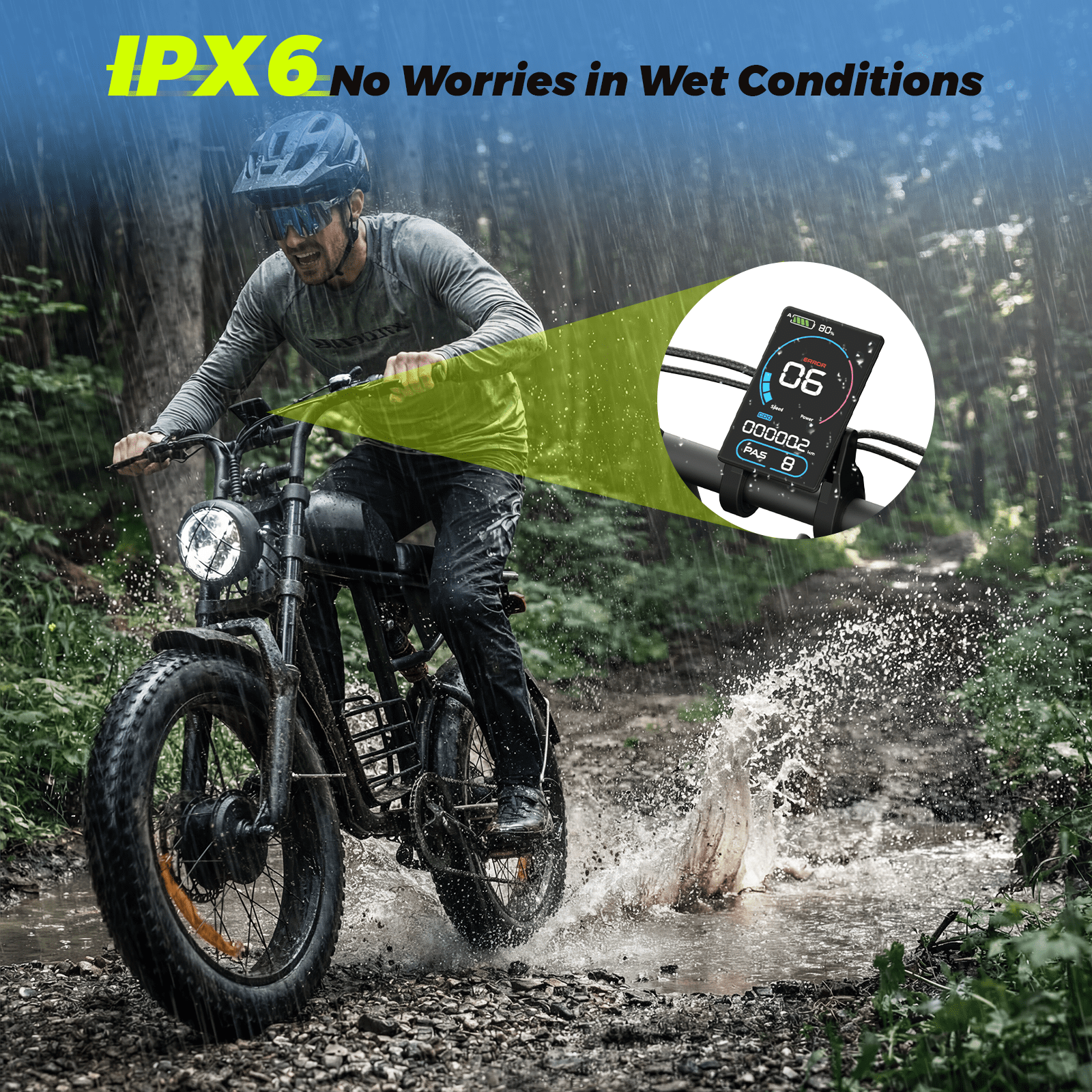 Electric Bike for Adults, 1500W Dirt Bike, 34MPH, 48V 20Ah E-Bike, 60 Miles Electric Motorcycle, 20 Fat Tire Off-Road Bike, All Terrain for Mountains, Snow, Sand, Road Electric Bikes