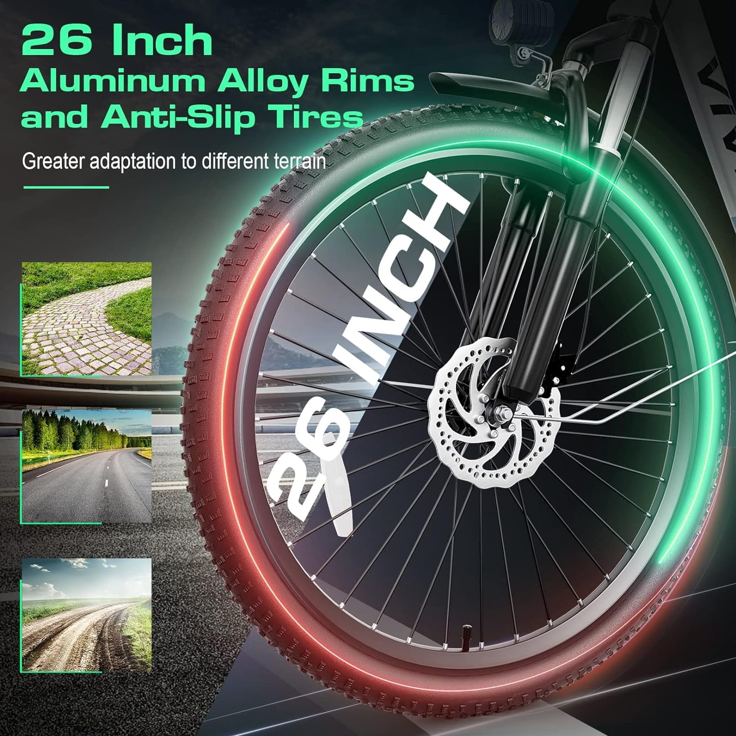 Vivi 26'' Electric Bike for Adults 500W Electric Bike with 48V Removable Battery, Electric Commuter Cruiser Bike 19.8MPH City Electric Bike with Cruise Control, UL2849 Certified Electric Bikes