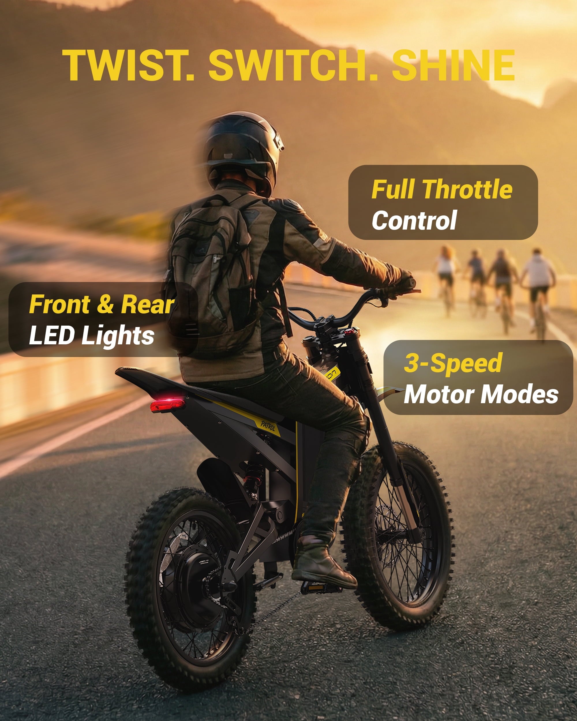 Jasion Patrol Electric Dirt Bike for Adults 19/17, 4000 Peak Motor Ebike 52V 30AH, Fat Tire Electric Motorcycle, UL 2849 Electric Bikes