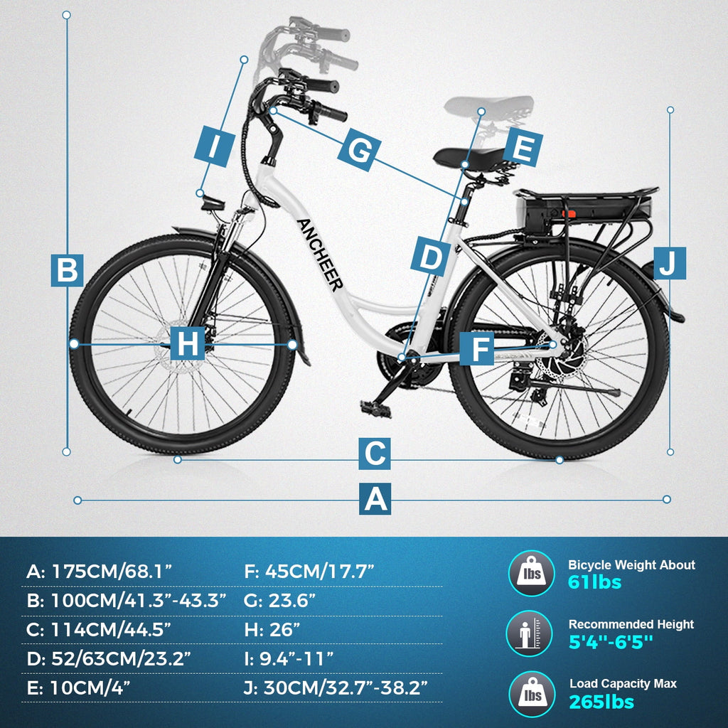 ANCHEER 500W Electric Bike for Adults, 48V 10.4AH EBike, 3.5H Fast-Charge Removable Battery, 26 Commuter Electric Bicycles with 7-Speed, LCD Digital Display, Suspension Fork, Cruise Control UL2849 Electric Bikes