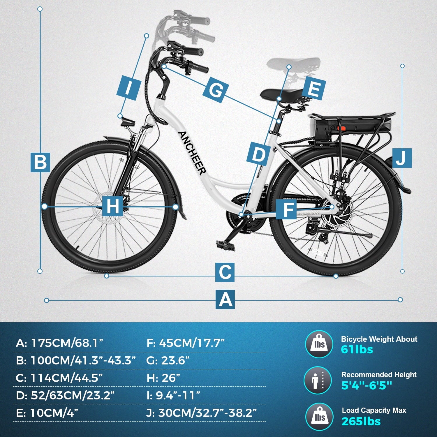 ANCHEER 500W Electric Bike for Adults, 48V 10.4AH EBike, 3.5H Fast-Charge Removable Battery, 26 Commuter Electric Bicycles with 7-Speed, LCD Digital Display, Suspension Fork, Cruise Control UL2849 Electric Bikes