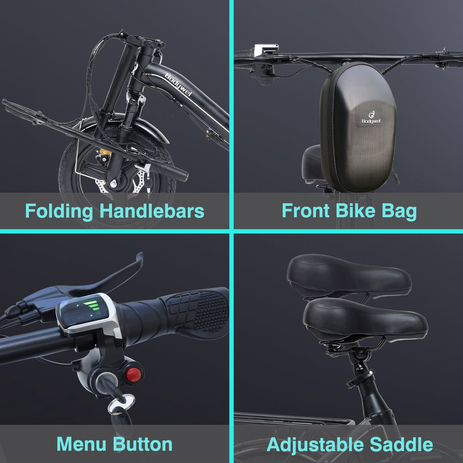 Bodywel Folding Electric Bicycle for Adults Teens, 14 Electric Bike with 500W Peak Motor, 360Wh Battery, Mini Ebike for City Commuter, E Bike, UL2849 Electric Bikes
