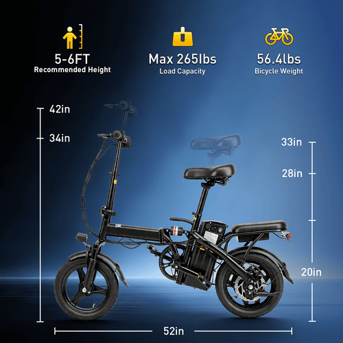 14 Electric Folding Bike for Adults,432Wh Removable Battery,500W Motor, 20MPH 20+ Miles Range,Mini Ebike for City Commuter, UL2849 Electric Bikes