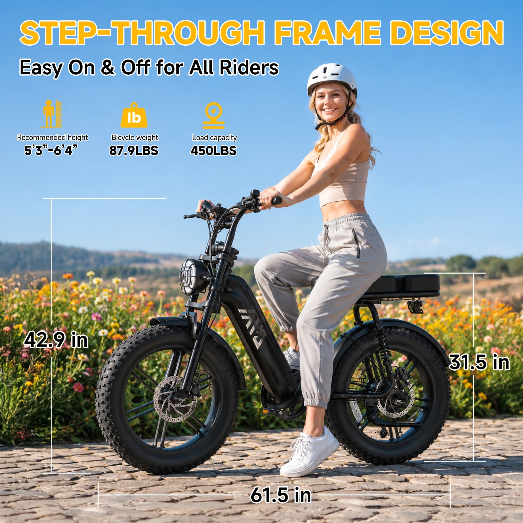 TST Electric Bike for Women, 750W Motor 48V15AH Battery, 20x4 Fat Tire, Hydraulic Disc Brakes, Full Suspension, UL2849 Electric Bikes