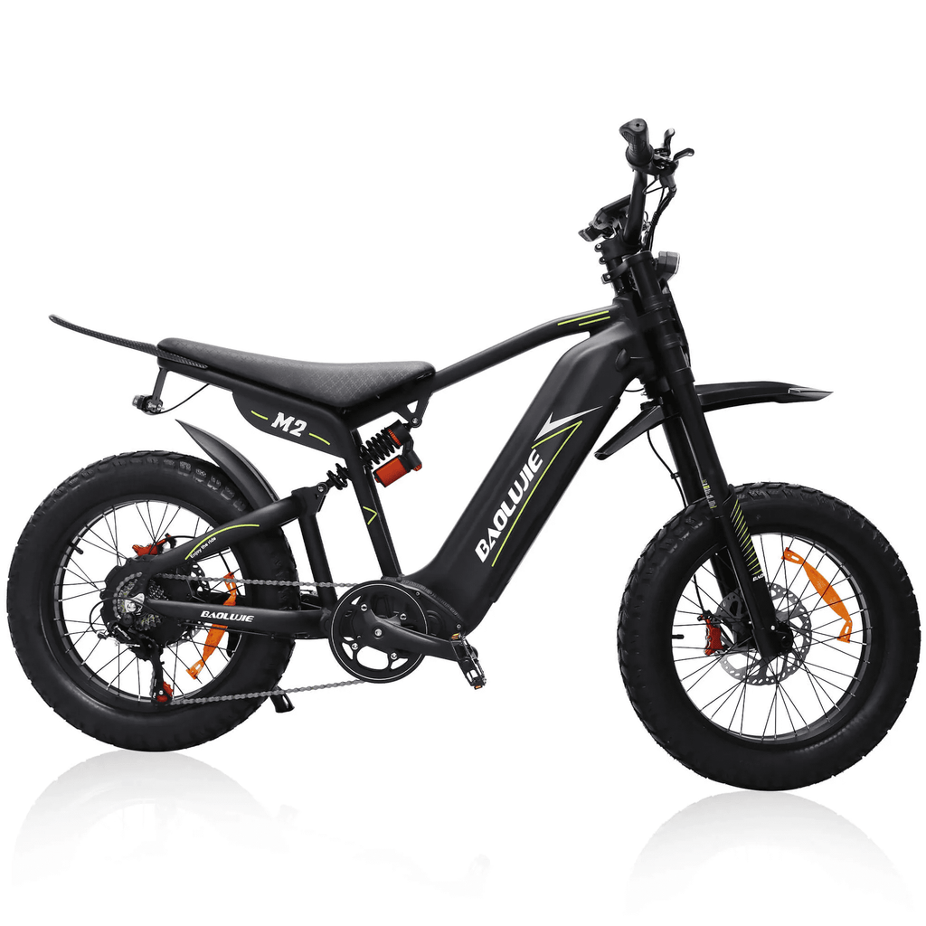 BAOLUJIE M2 3000W Electric Dirt Bike for Adults, 53 MPH, 60V/25Ah Removable Battery, 20x4.0 Fat Tires, Full Suspension, Heavy-Duty Aluminum Frame, Off-Road MTB, UL2849(Green) Electric Bikes