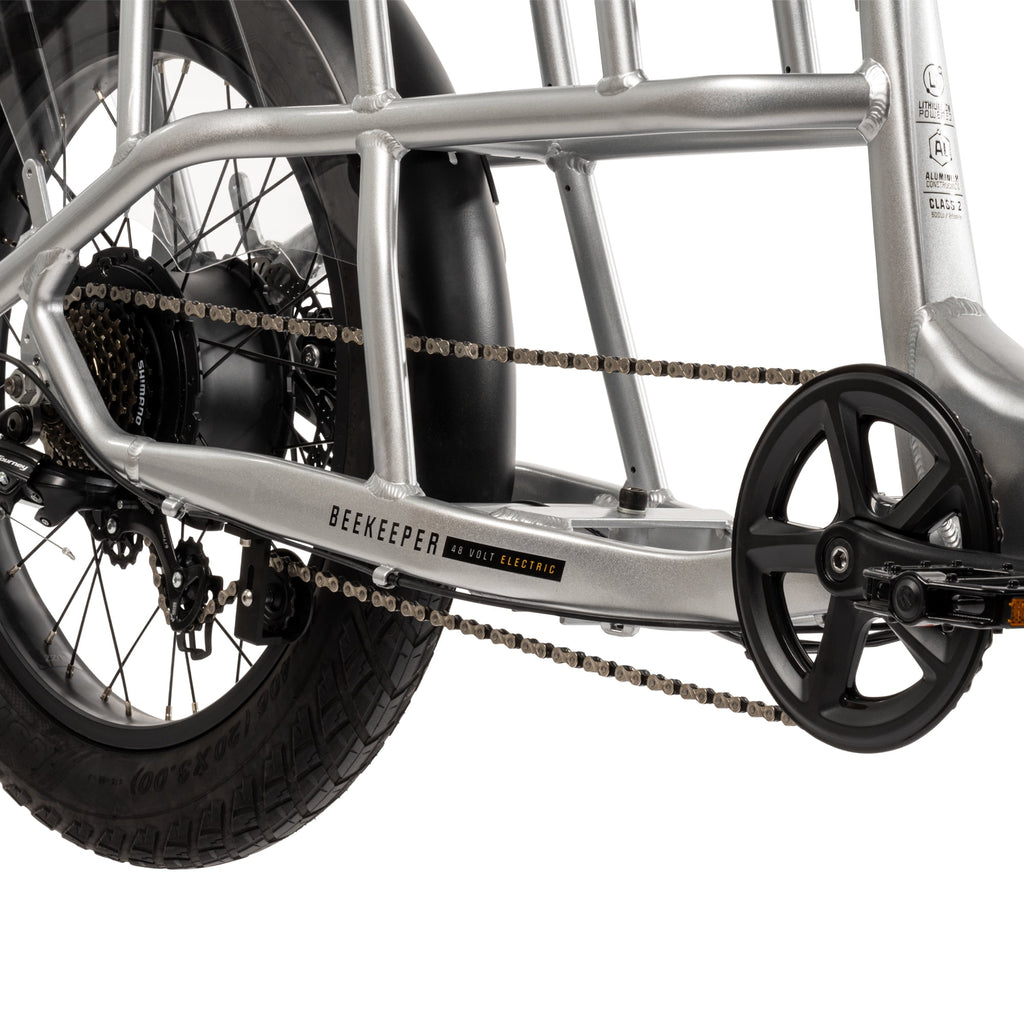 Buzz 24 Beekeeper 48V Electric Cargo Bike, Fits Riders 60+, Silver, Adult, Unisex Electric Bikes