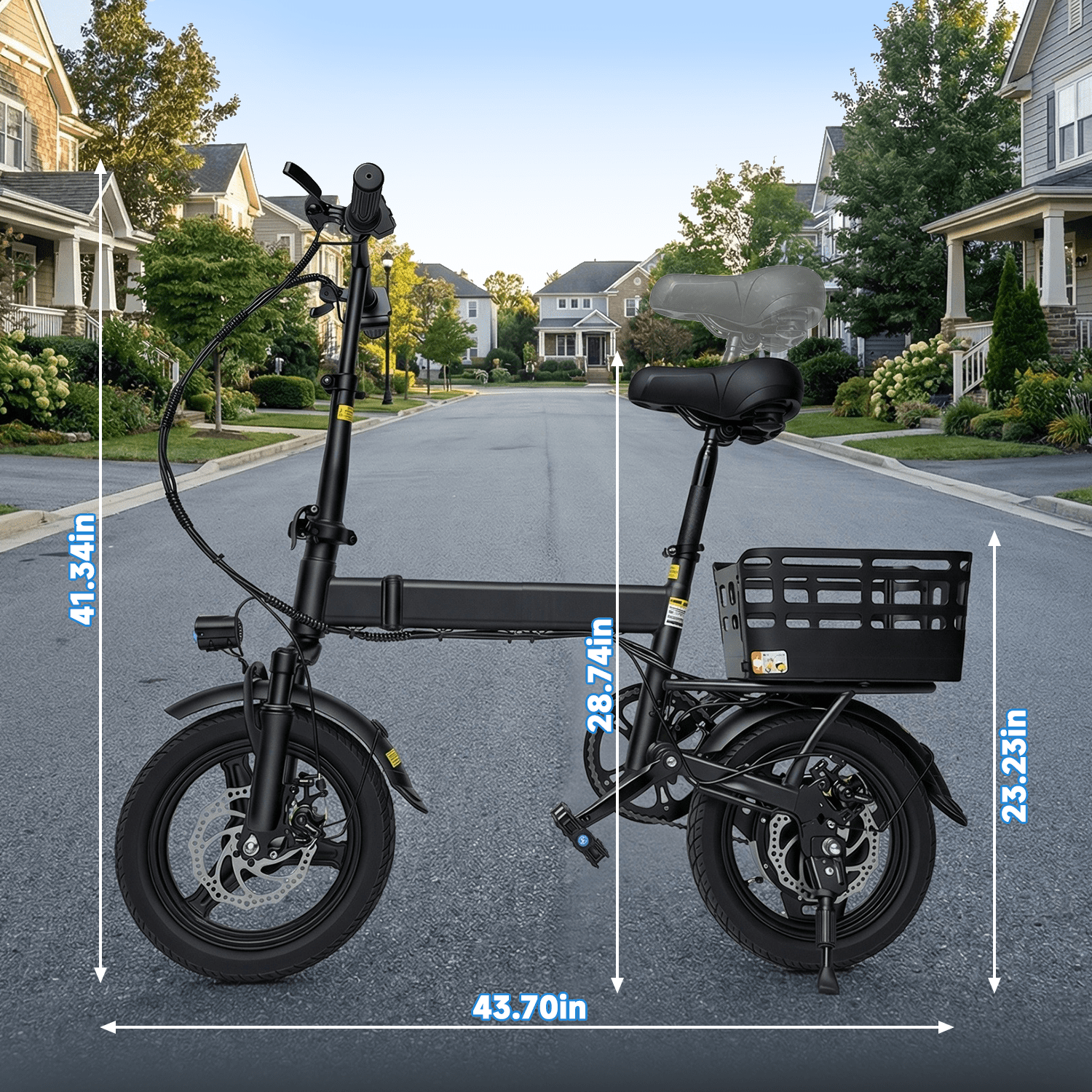 XKJ Electric Bike for Adults, Ebike, Electric Bicycle with 48V 12AH Removable Battery,14 Folding Ebike, 20MPH,20+ Miles(MAX),500W High Motor,Multi-Shock Absorption,Commuting Mini E Bikes,UL2849 Electric Bikes