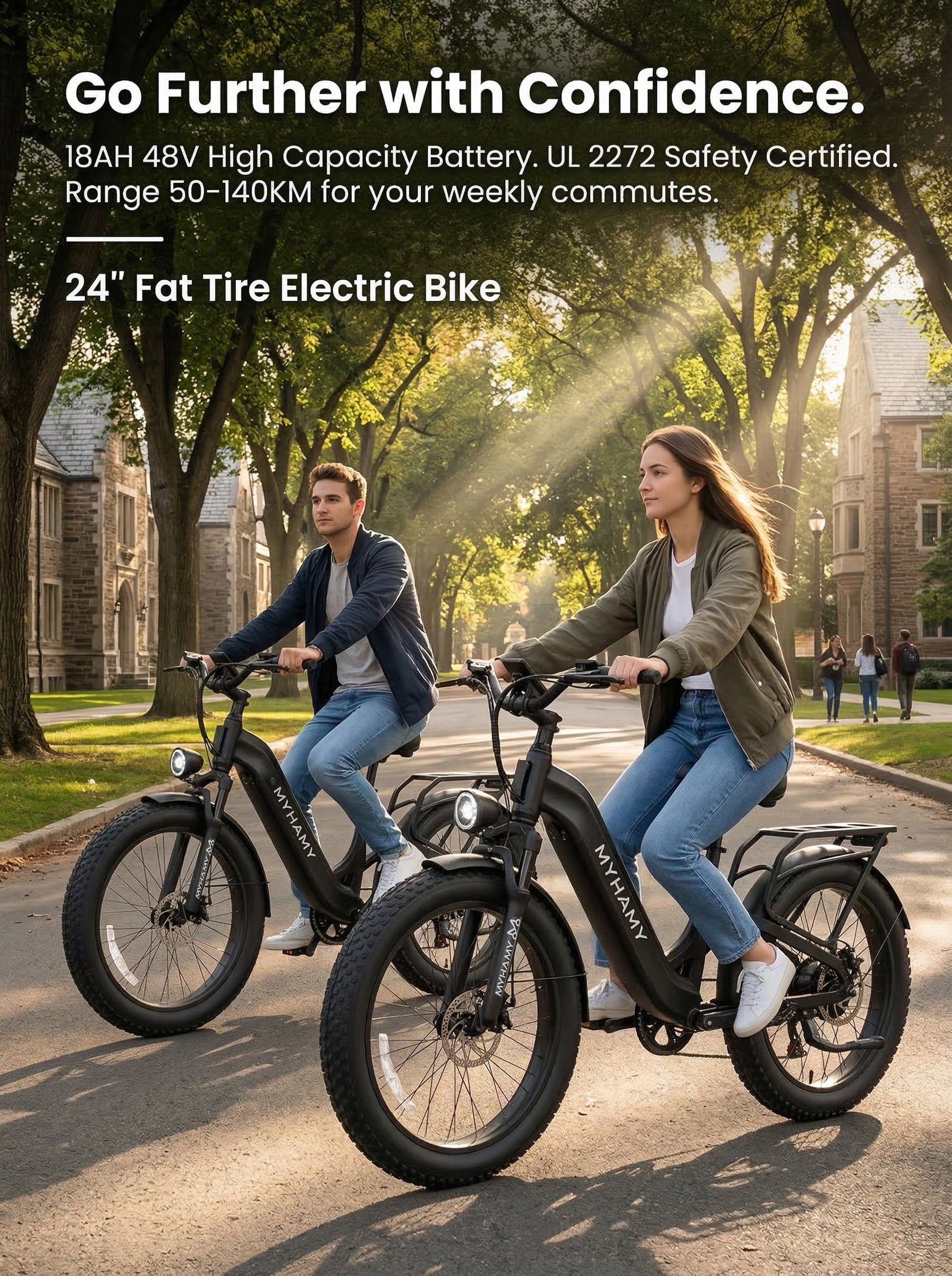 2000W Peak Power Electric Fat Tire Bike for Adults - 28MPH, 48V 18Ah (35-85 Miles), 24x3 All-Terrain Ebike Electirc Bicycle with Front+Back Suspension & 11 Comfort Seat - Conquer Snow, Sand Electric Bikes
